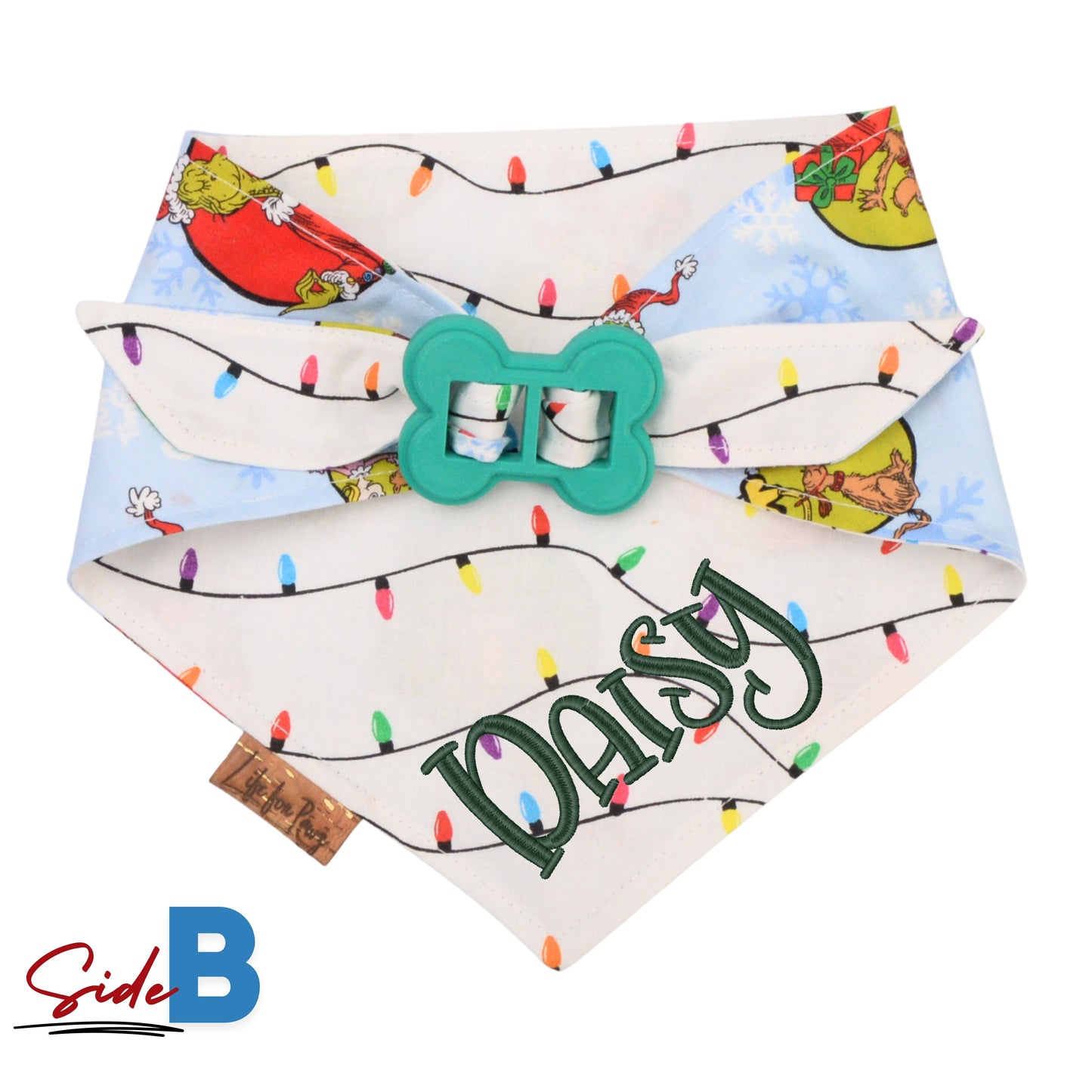 Christmas Grinch Lights Bone Clasp Bandana
