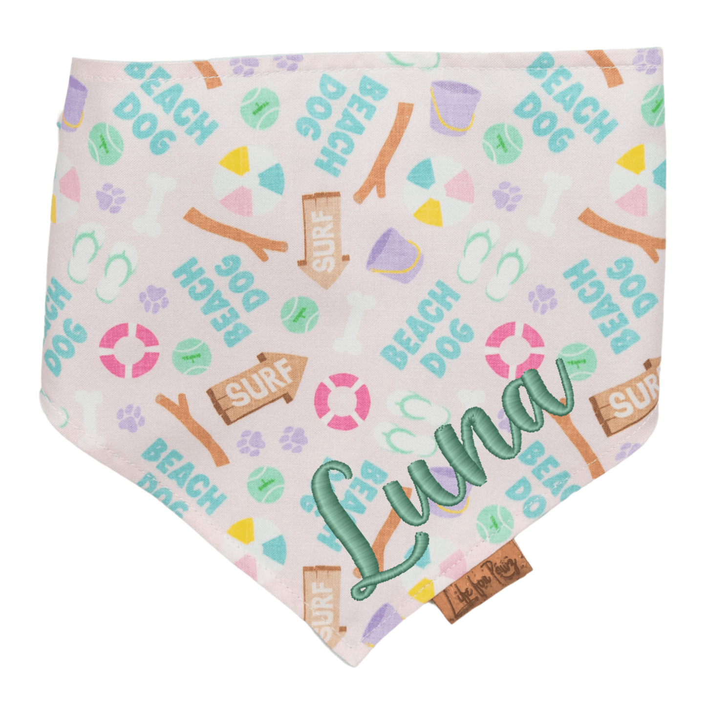 Dog bandana Beach Dog & Mint Bandana – Reversible with Bone Clasp - Life for Pawz - Bone Clasp