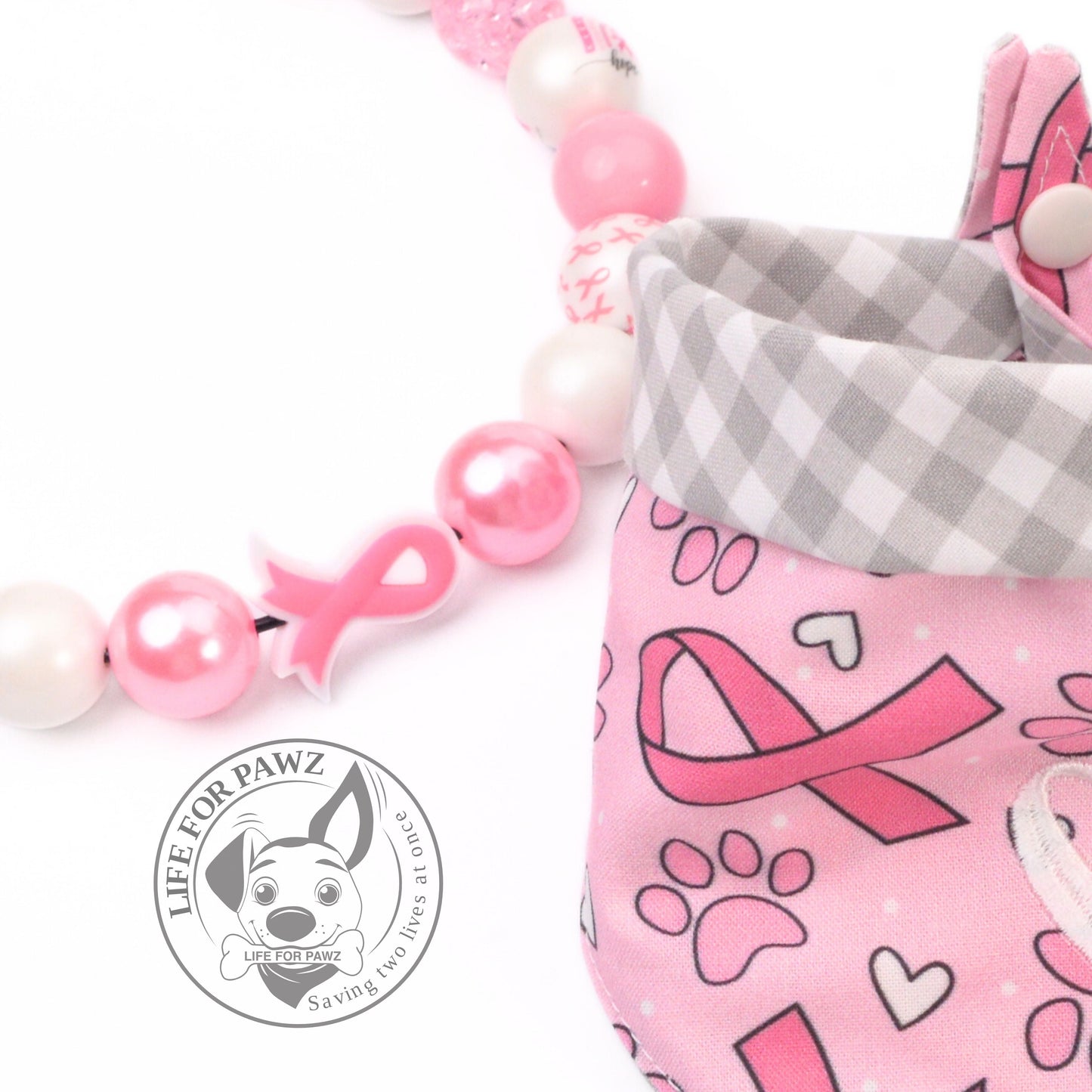beaded dog necklace Cancer Awareness Pink Ribbon Beaded Dog Collar by Life for Pawz ā Handmade for pets