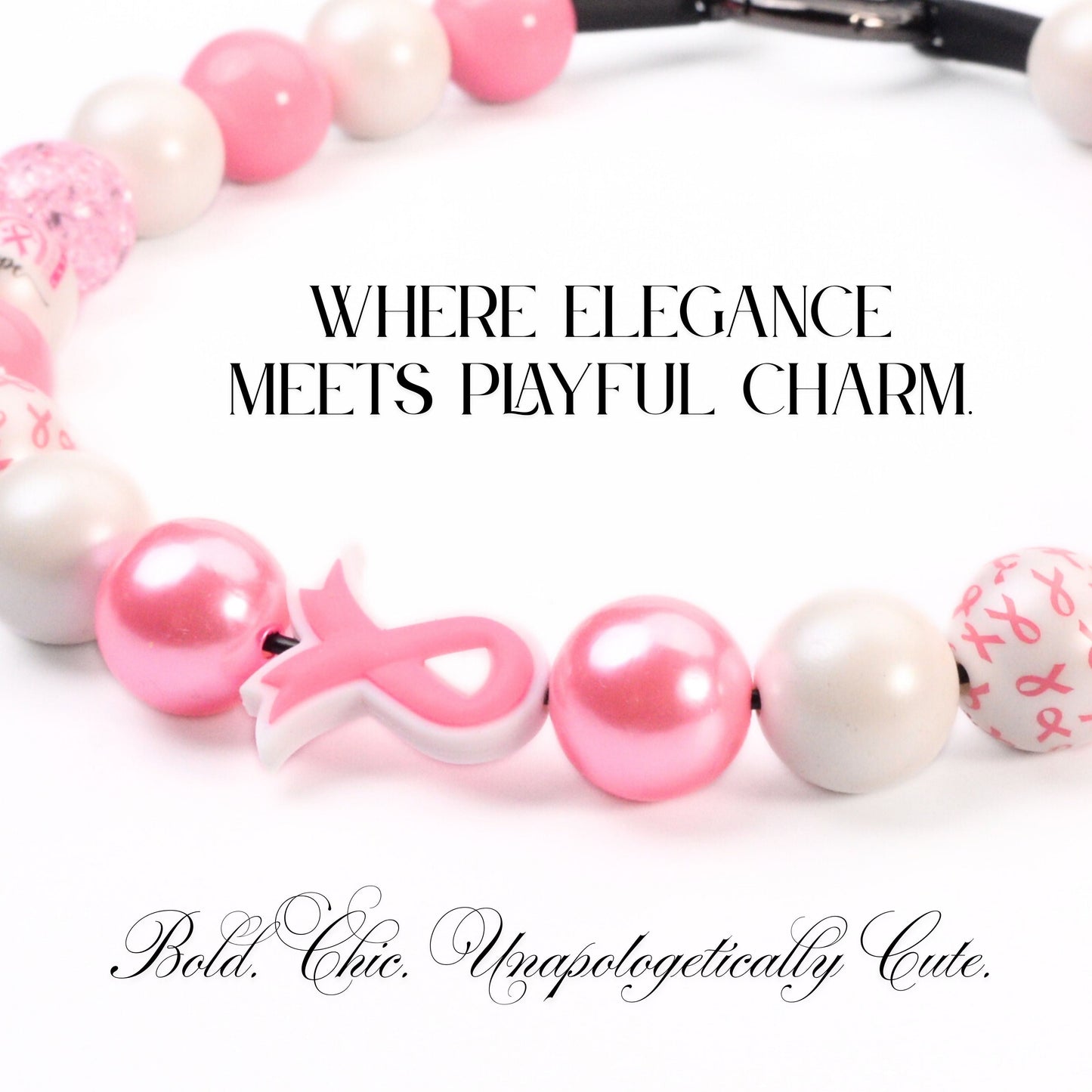 beaded dog necklace Cancer Awareness Pink Ribbon Beaded Dog Collar by Life for Pawz ā Handmade for pets