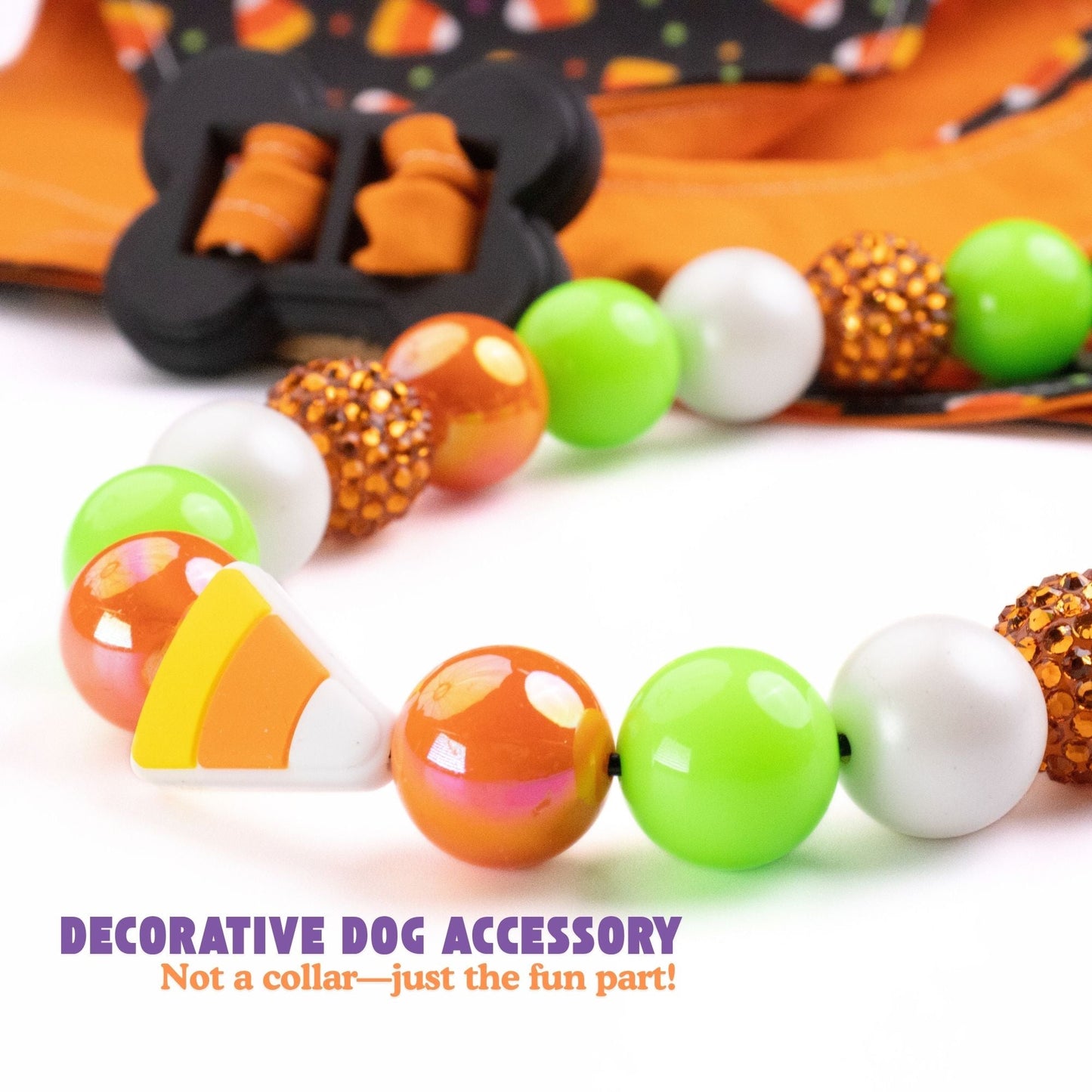 beaded dog necklace Candy Corn Charm by Life for Pawz – Handmade for pets