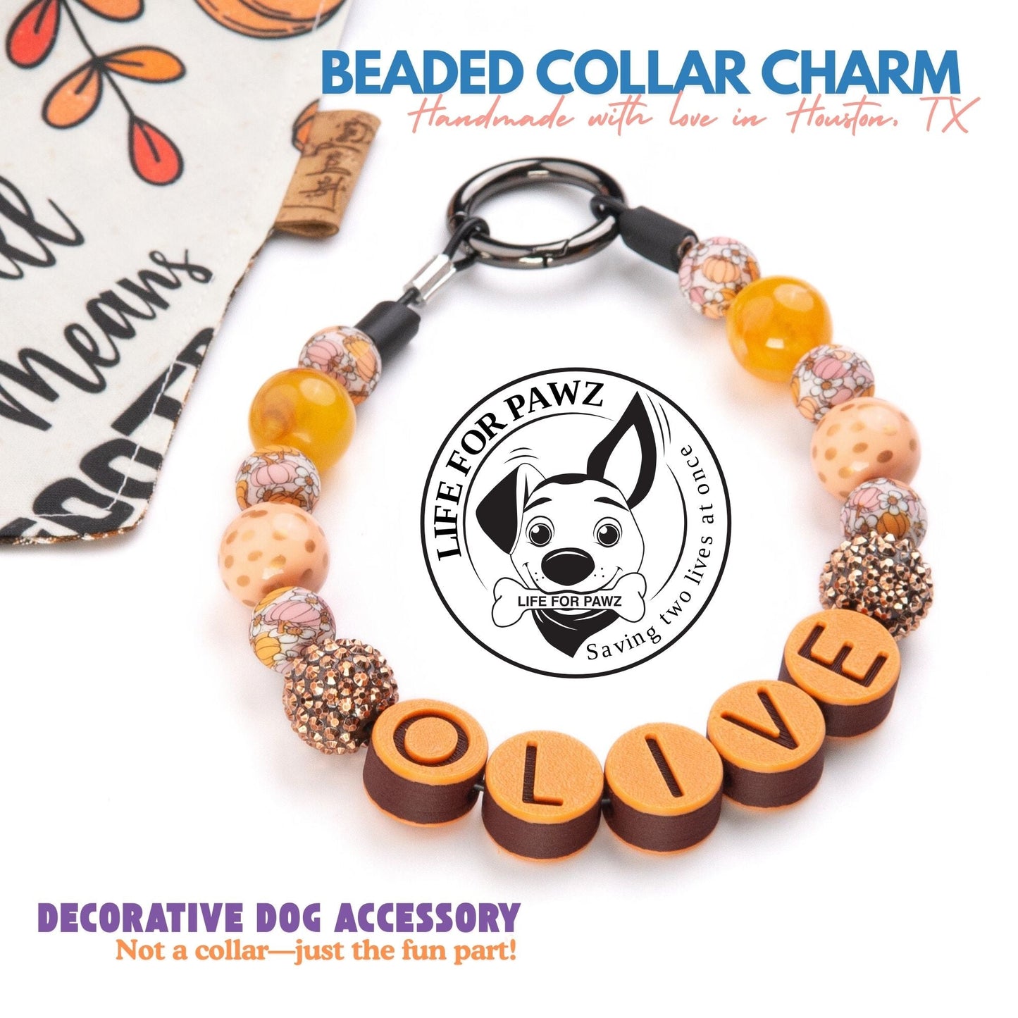 beaded dog necklace Dog Beaded Collar Charm by Life for Pawz – Handmade for pets