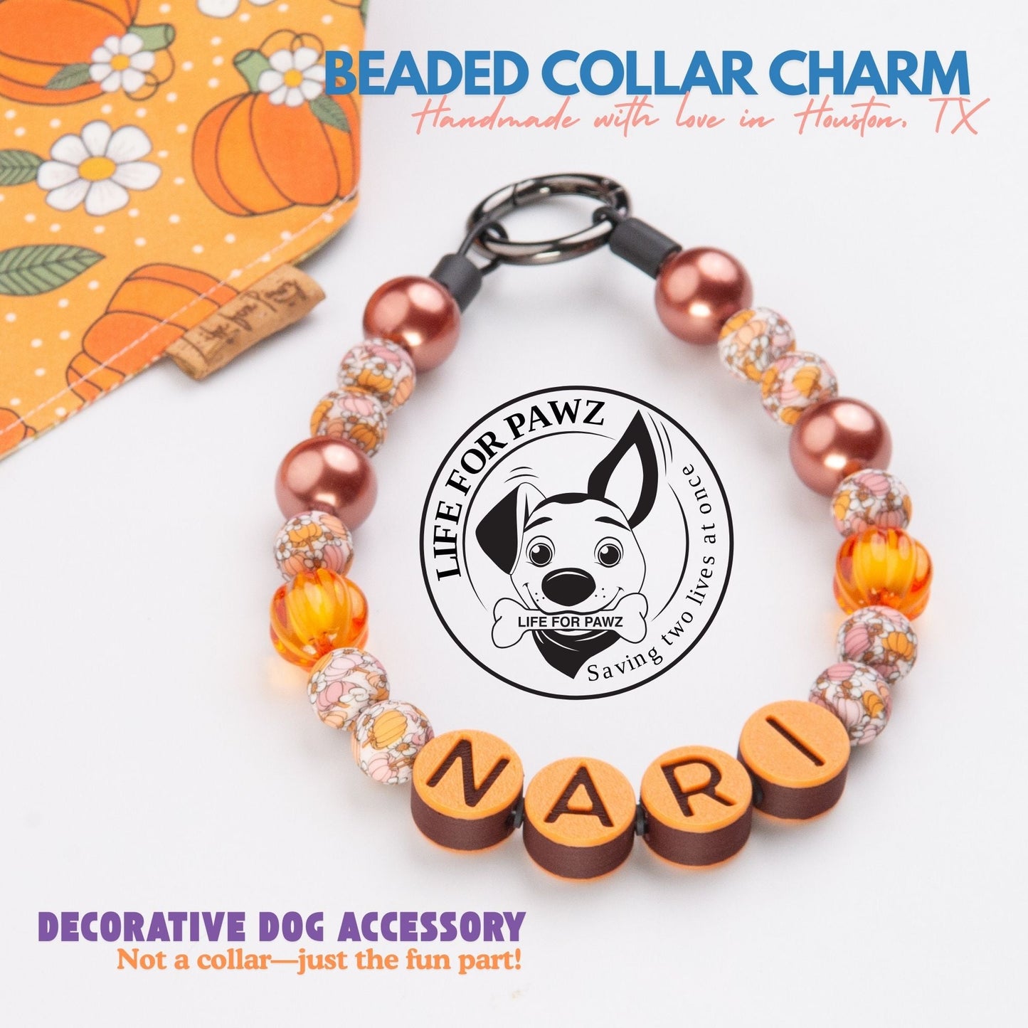 beaded dog necklace Fall Dog Beaded Collar Charm by Life for Pawz – Handmade for pets