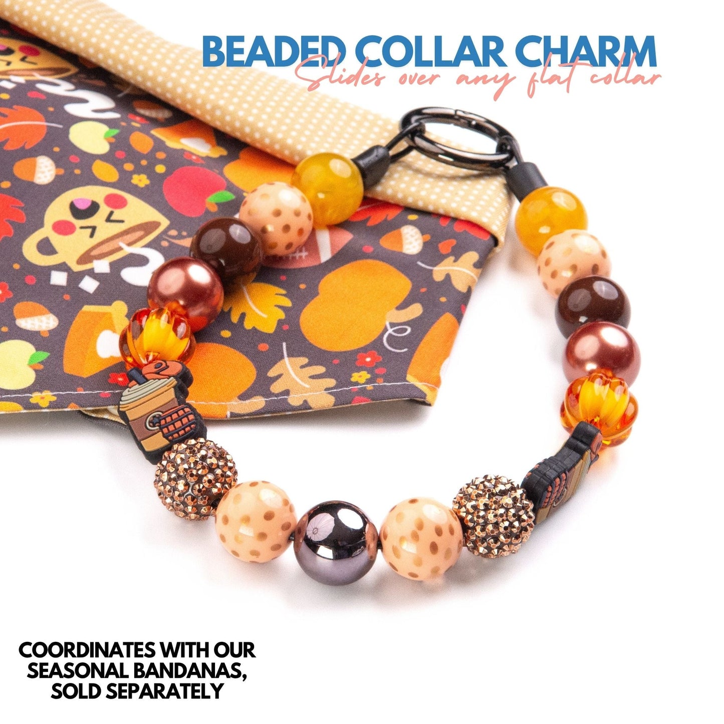 beaded dog necklace Fall Football Charm by Life for Pawz – Handmade for pets