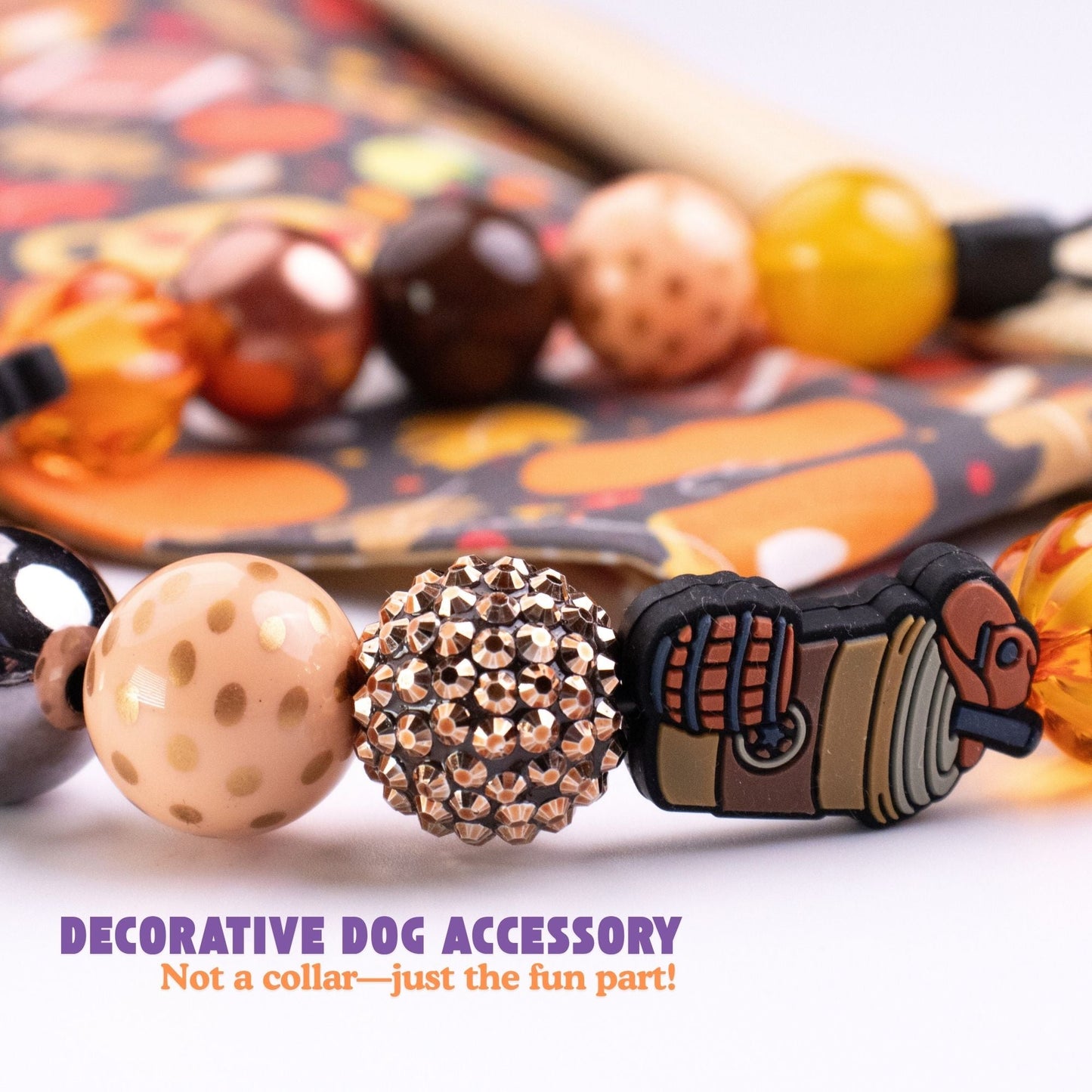 beaded dog necklace Fall Football Charm by Life for Pawz – Handmade for pets