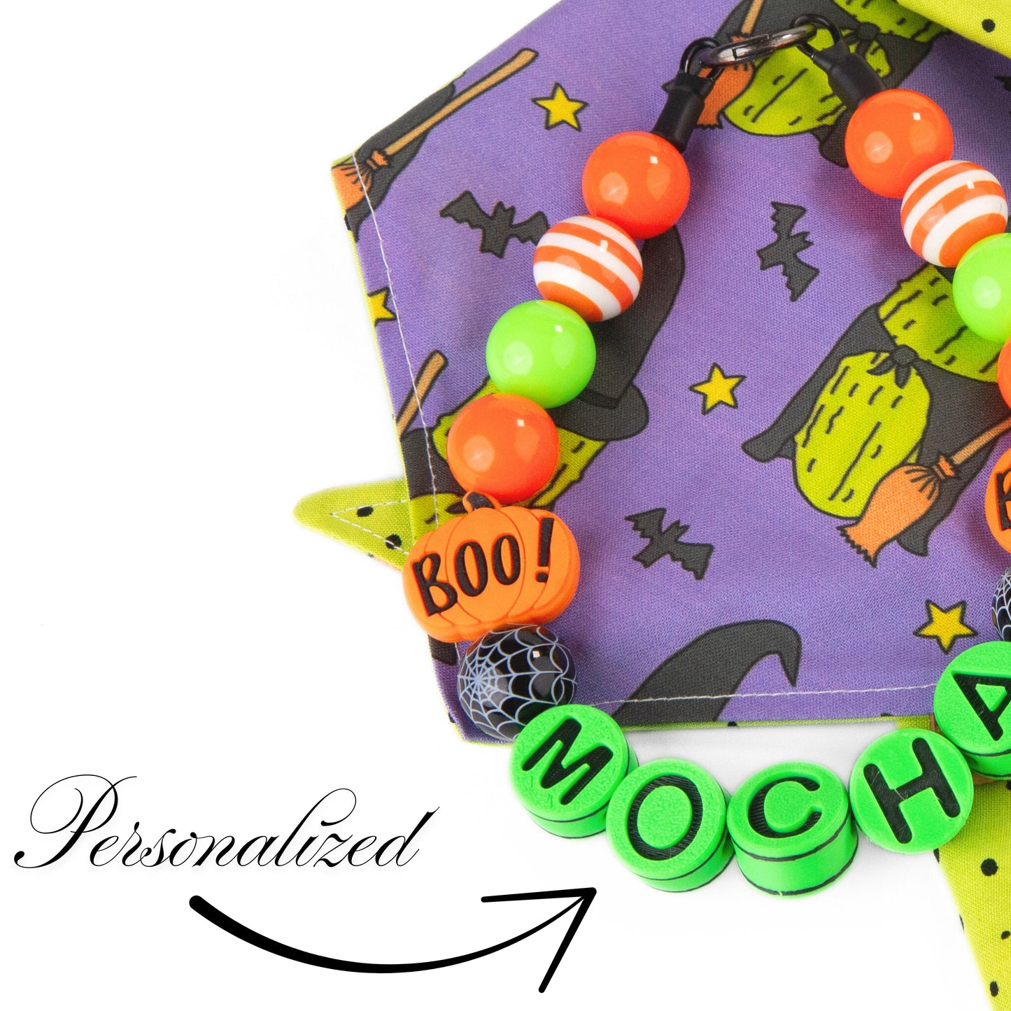 beaded dog necklace Halloween Dog Beaded Charm - Custom Name by Life for Pawz – Handmade for pets