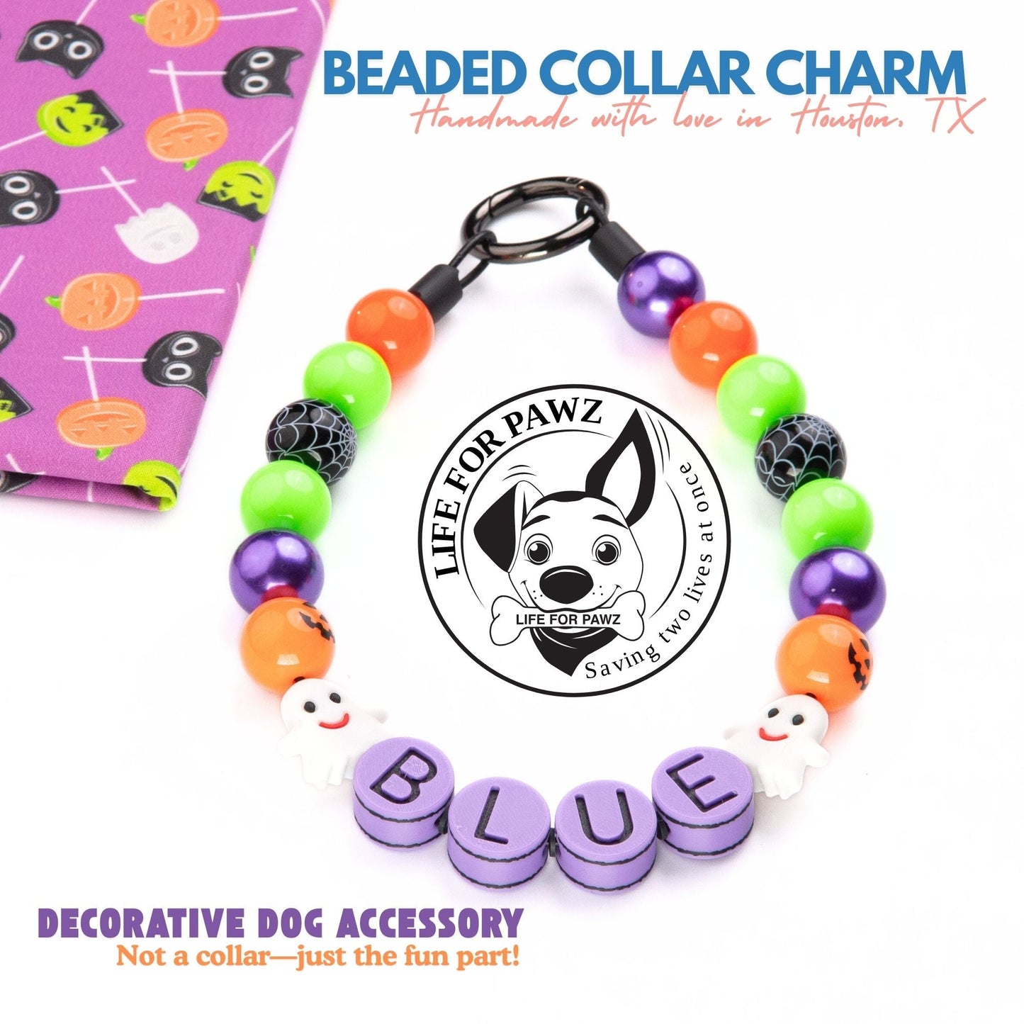 beaded dog necklace Halloween Dog Beaded Collar Charm by Life for Pawz – Handmade for pets