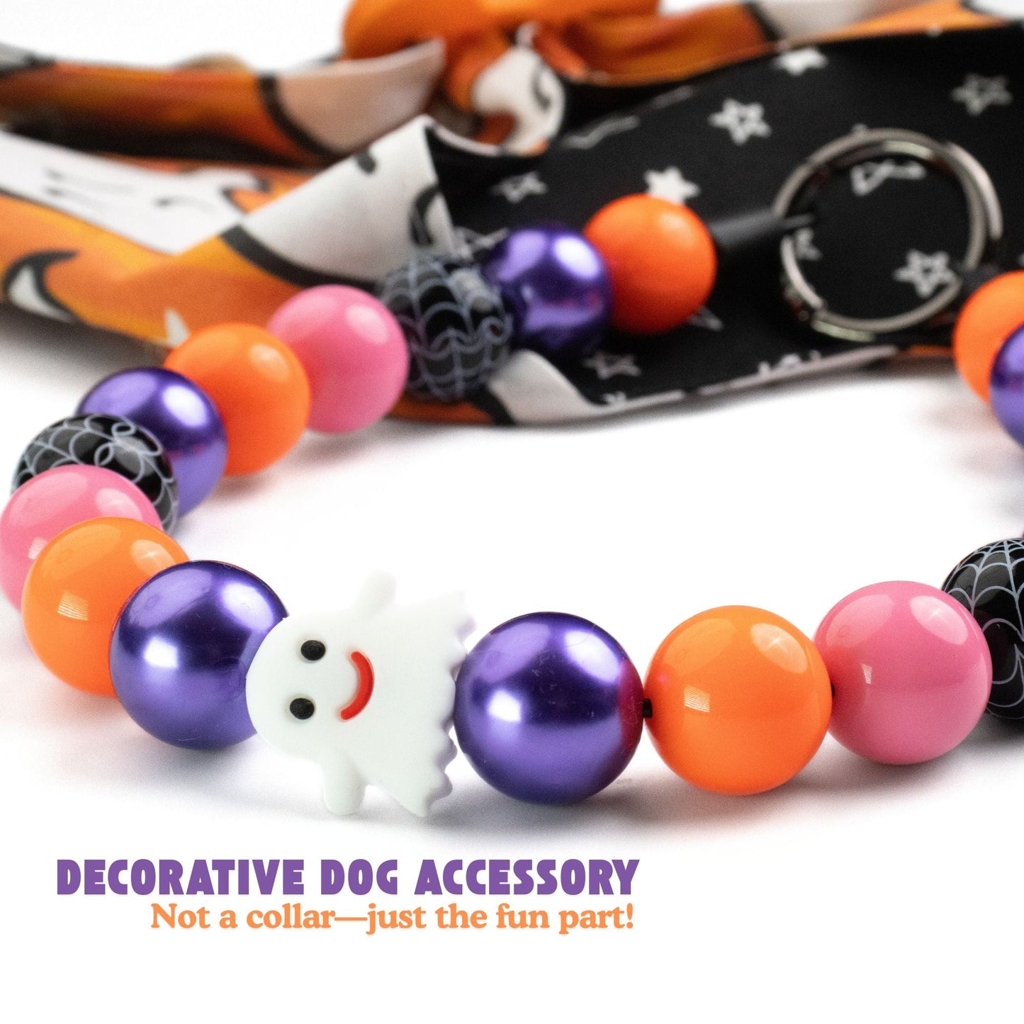 beaded dog necklace Halloween Ghost Dog Collar Charm by Life for Pawz – Handmade for pets