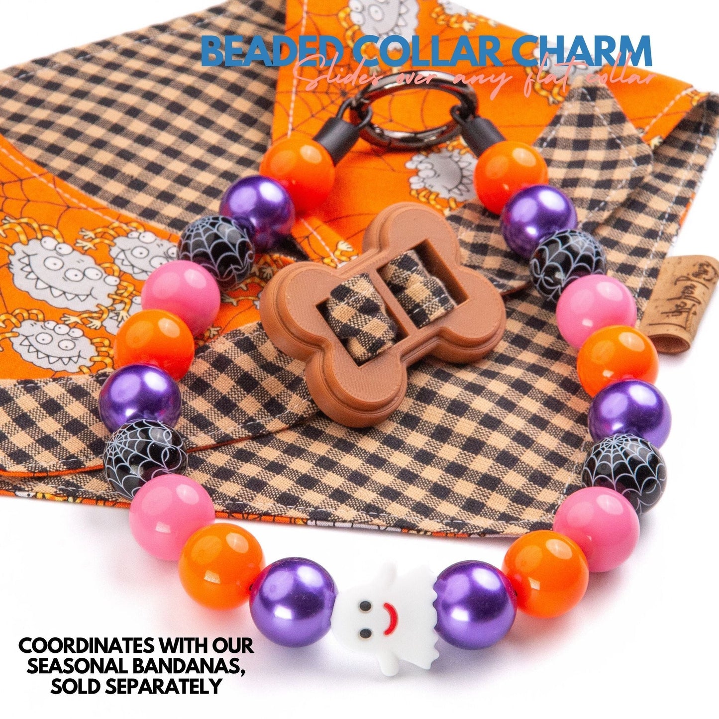 beaded dog necklace Halloween Ghost Dog Collar Charm by Life for Pawz – Handmade for pets