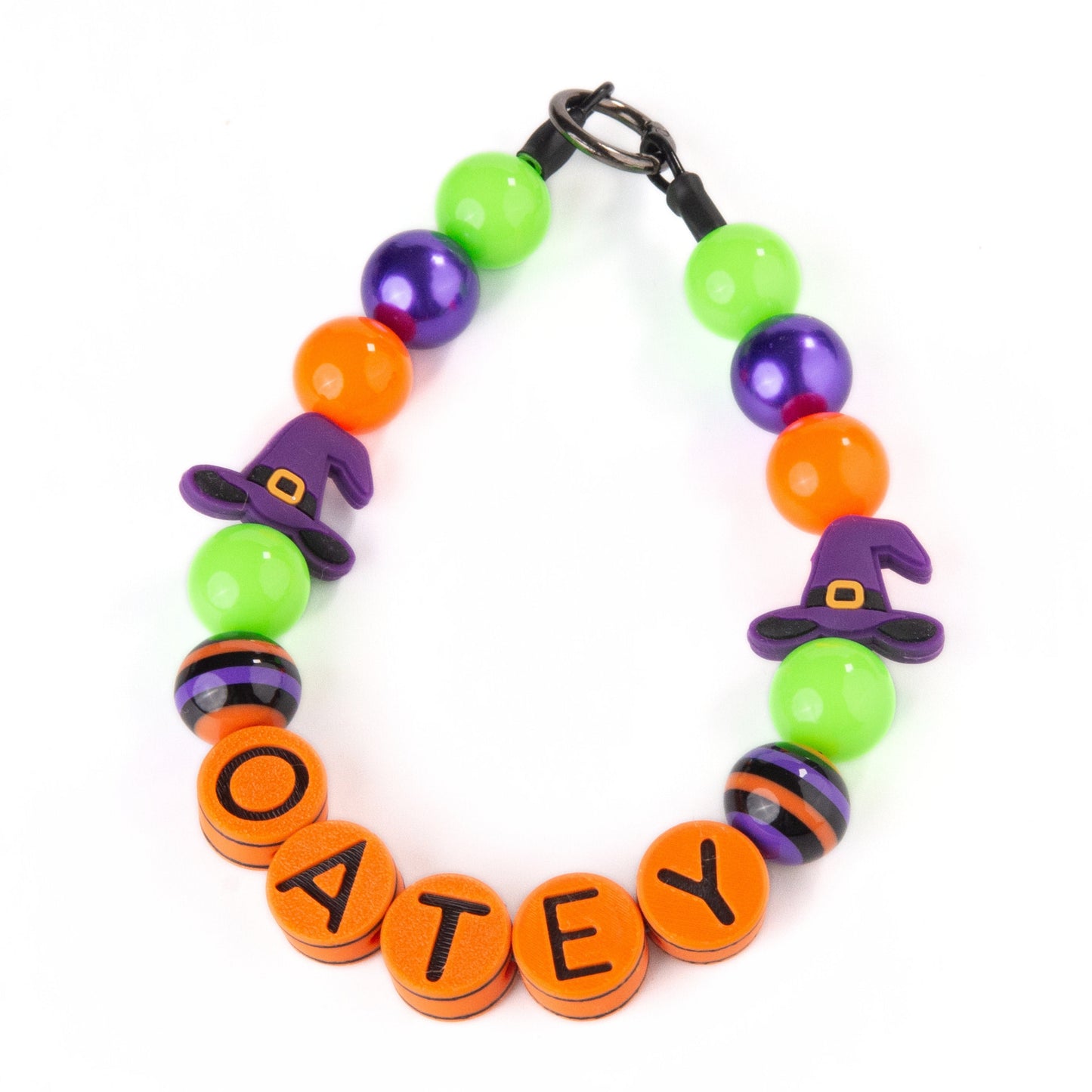 beaded dog necklace Halloween Witch Dog Charm - Custom Name by Life for Pawz – Handmade for pets