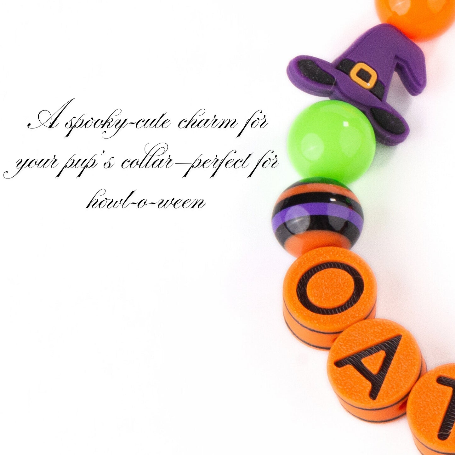 beaded dog necklace Halloween Witch Dog Charm - Custom Name by Life for Pawz – Handmade for pets