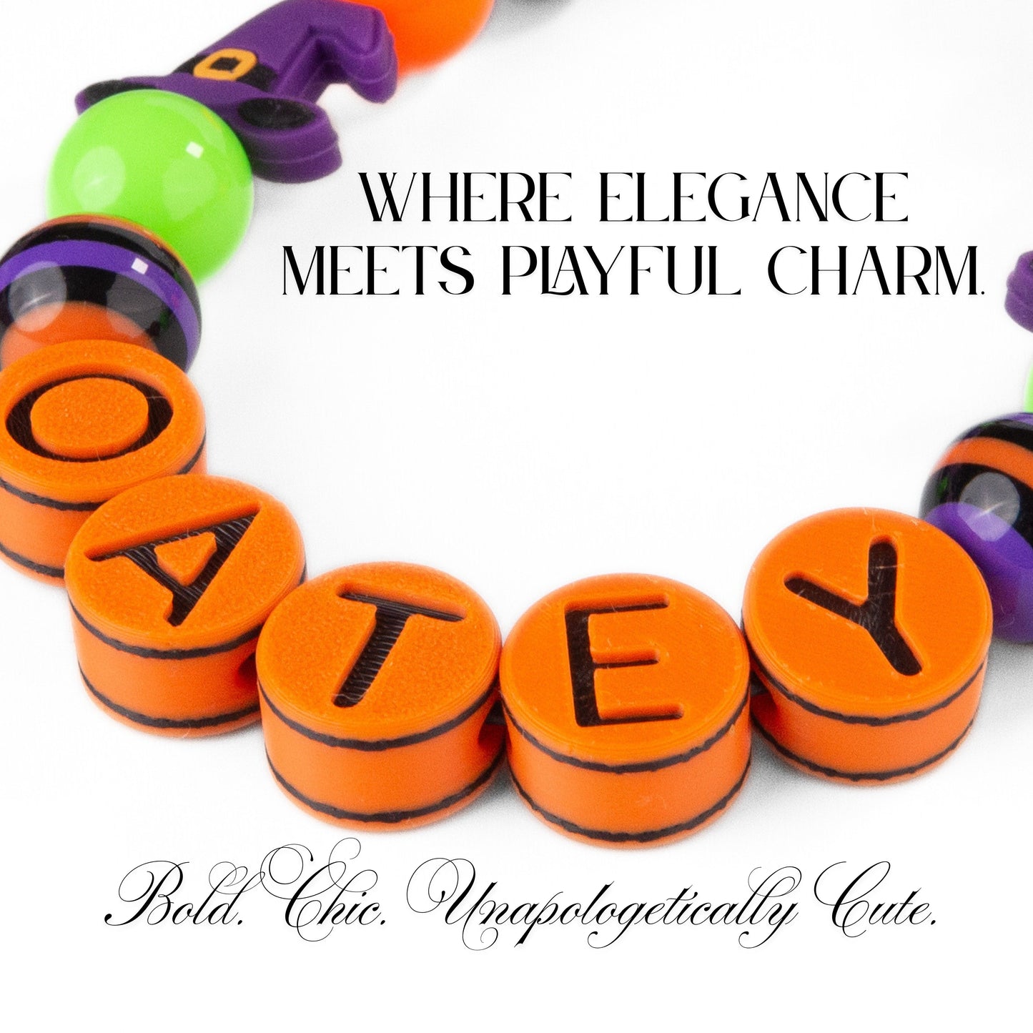 beaded dog necklace Halloween Witch Dog Charm - Custom Name by Life for Pawz – Handmade for pets