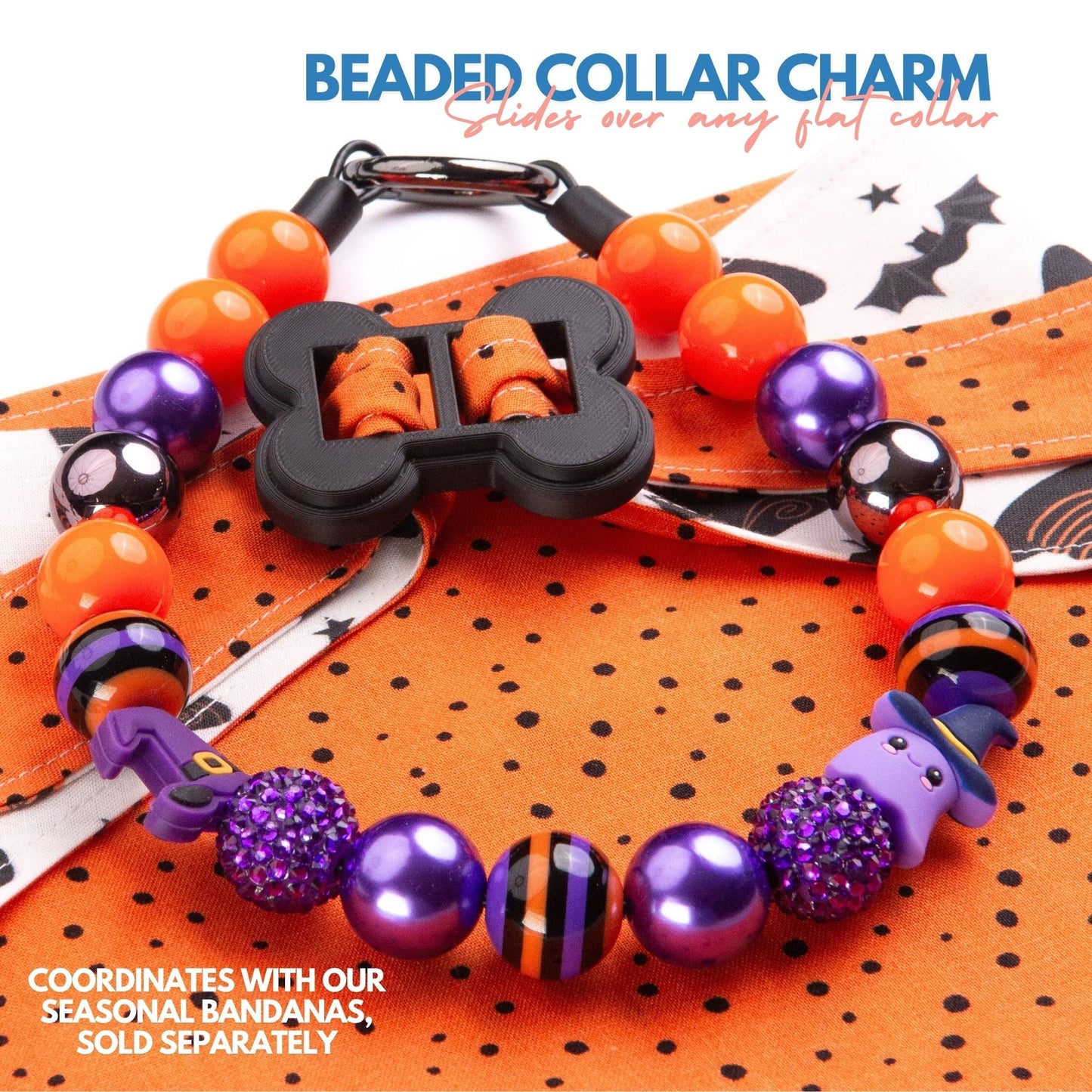 beaded dog necklace Orange & Purple Beads by Life for Pawz – Handmade for pets