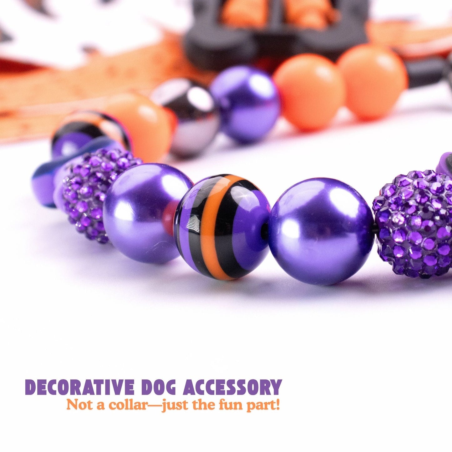 beaded dog necklace Orange & Purple Beads by Life for Pawz – Handmade for pets