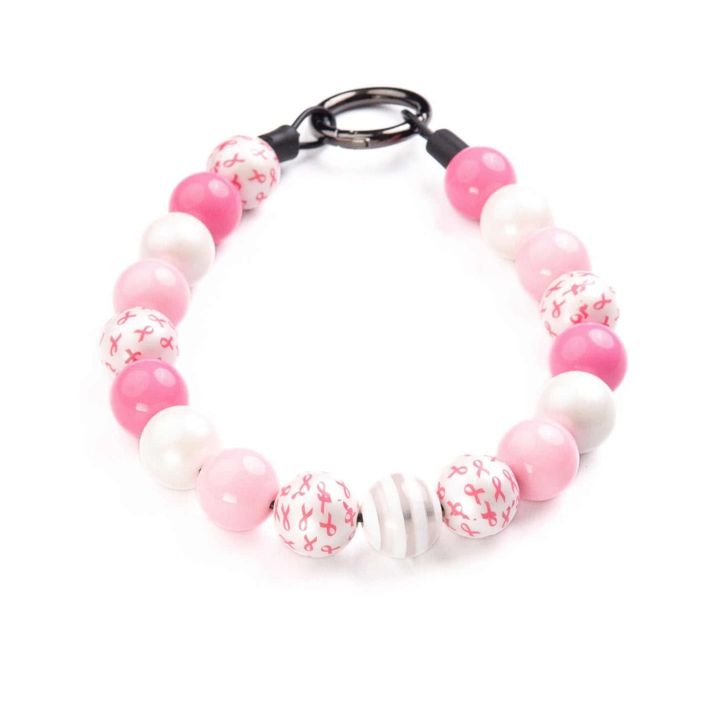 beaded dog necklace Pink Awareness Charm by Life for Pawz – Handmade for pets