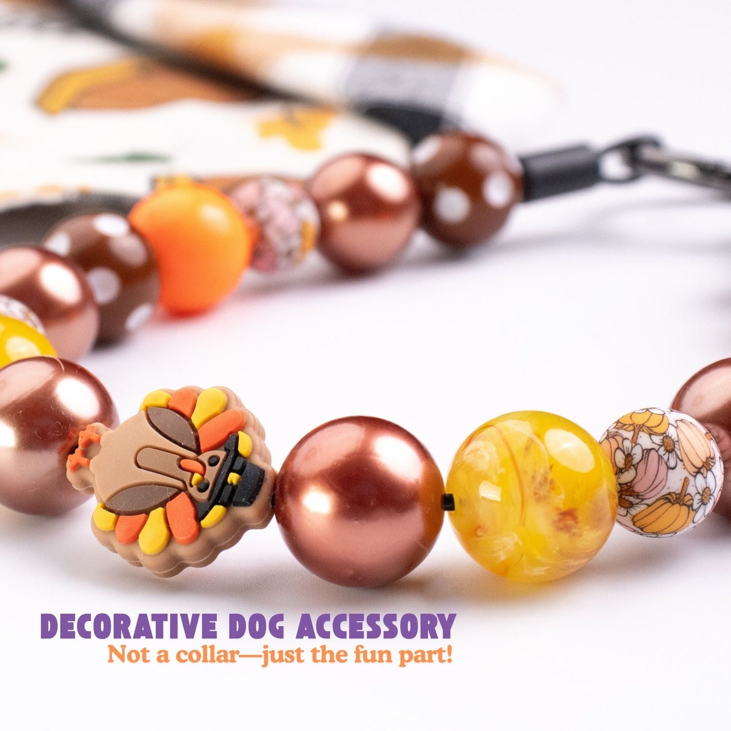beaded dog necklace Thanksgiving Turkey Charm by Life for Pawz – Handmade for pets