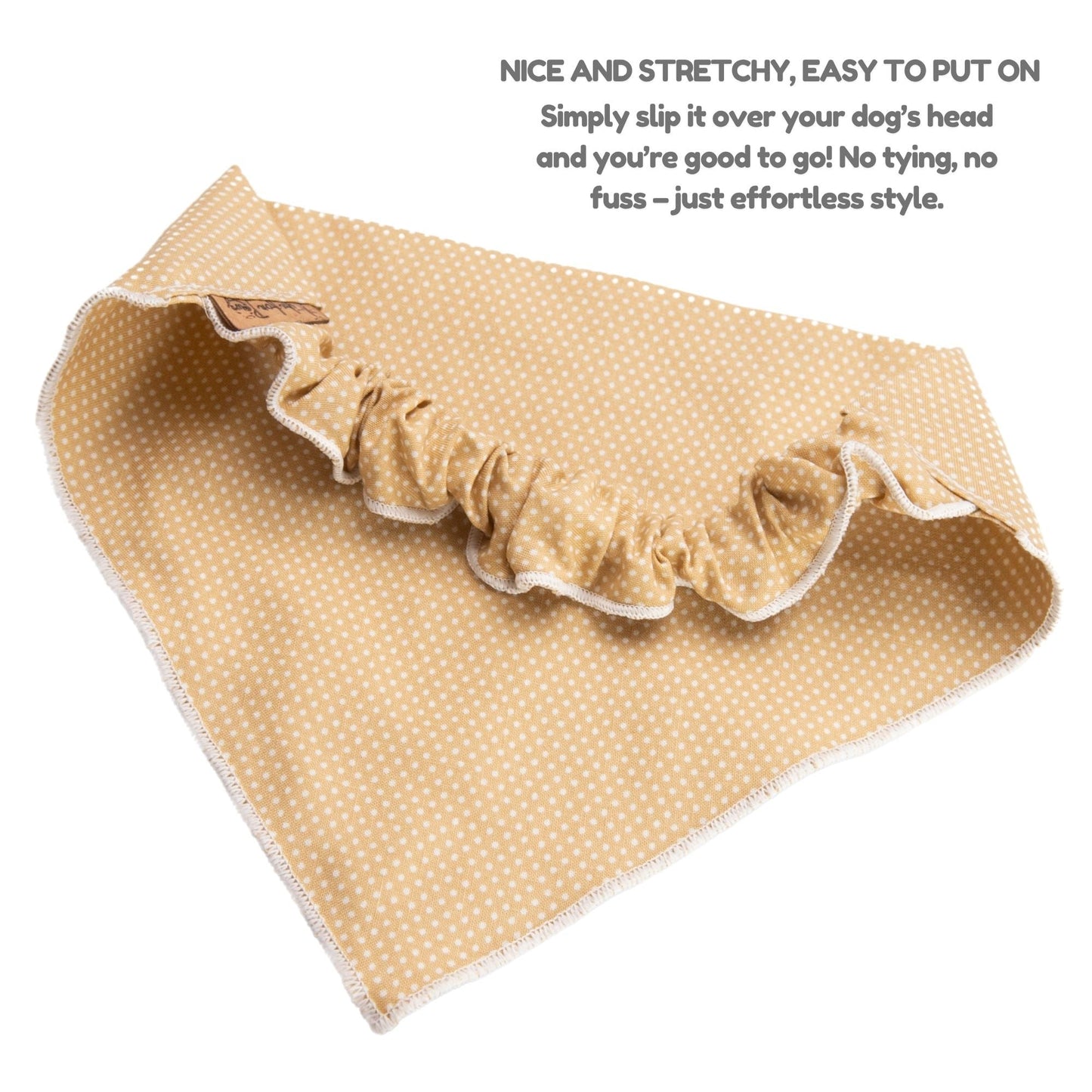 Dog bandana Beige Polka Dot Embroidered Scrunchie Dog Bandana - Life for Pawz -