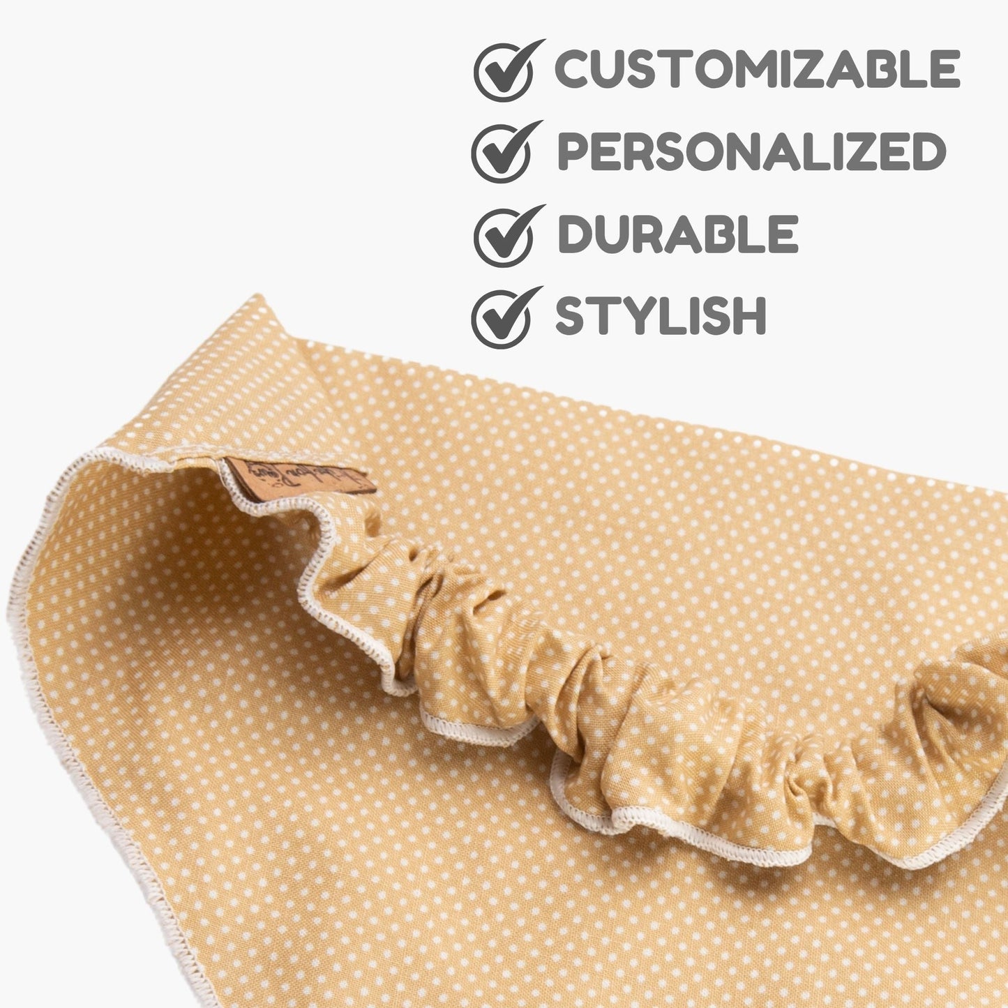Dog bandana Beige Polka Dot Embroidered Scrunchie Dog Bandana - Life for Pawz -