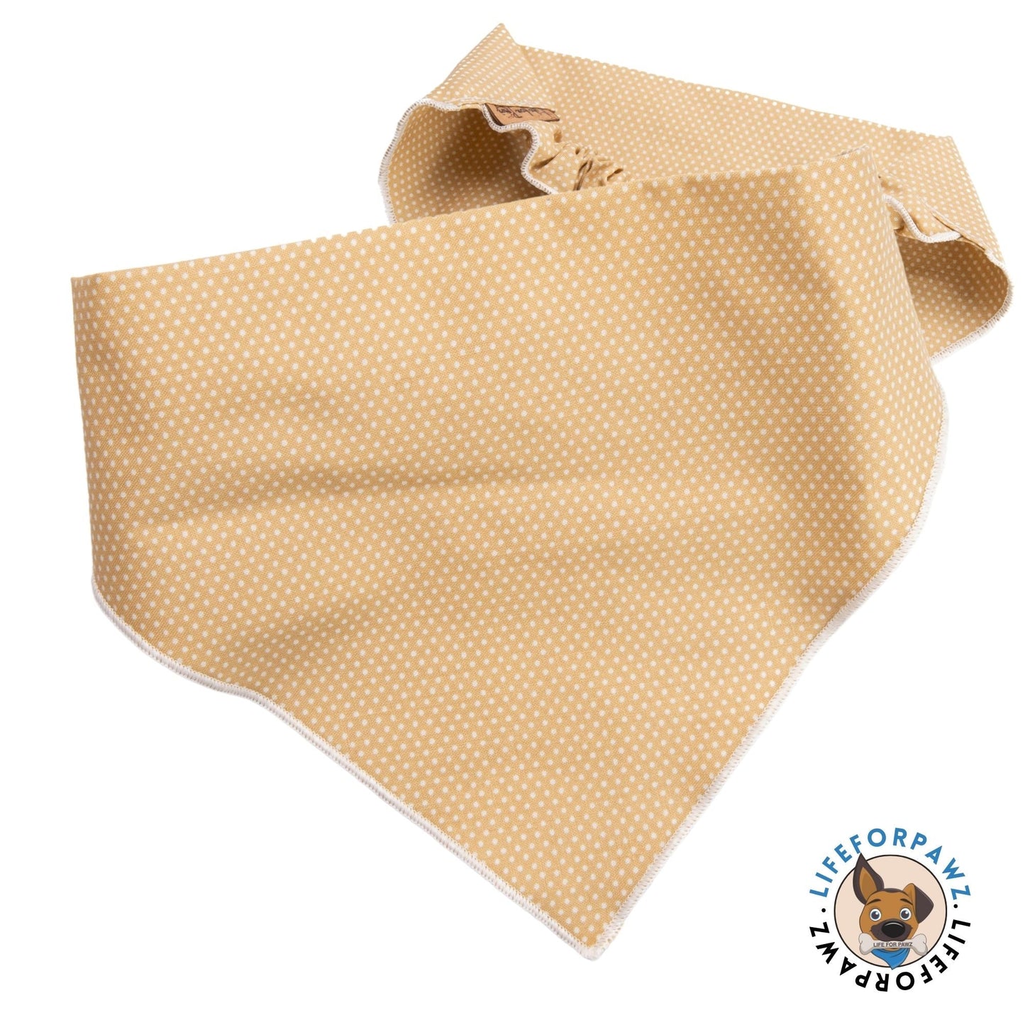 Dog bandana Beige Polka Dot Embroidered Scrunchie Dog Bandana - Life for Pawz -
