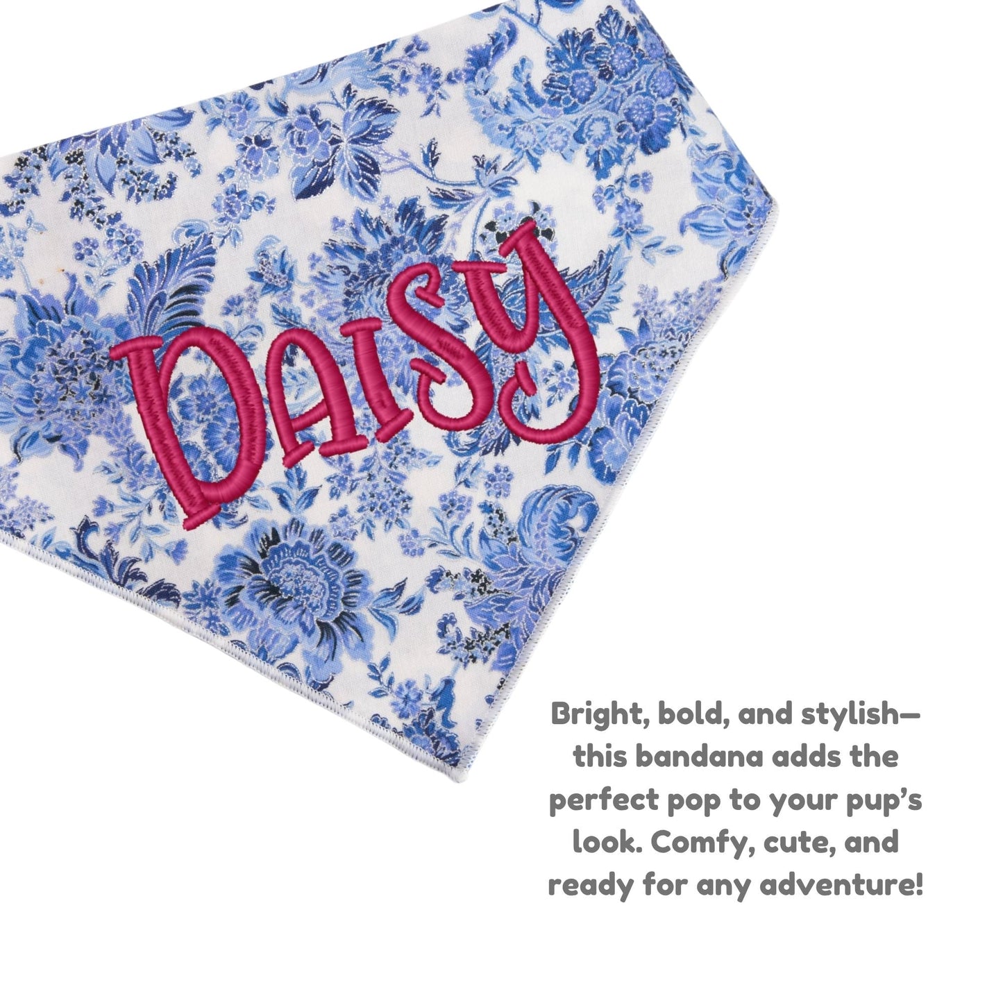 Dog bandana Blue Floral Embroidered Scrunchie Dog Bandana - Life for Pawz -