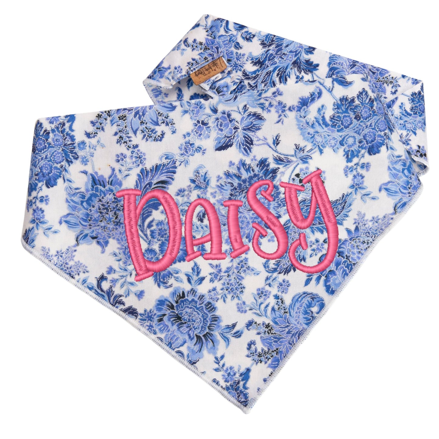 Dog bandana Blue Floral Embroidered Scrunchie Dog Bandana - Life for Pawz -