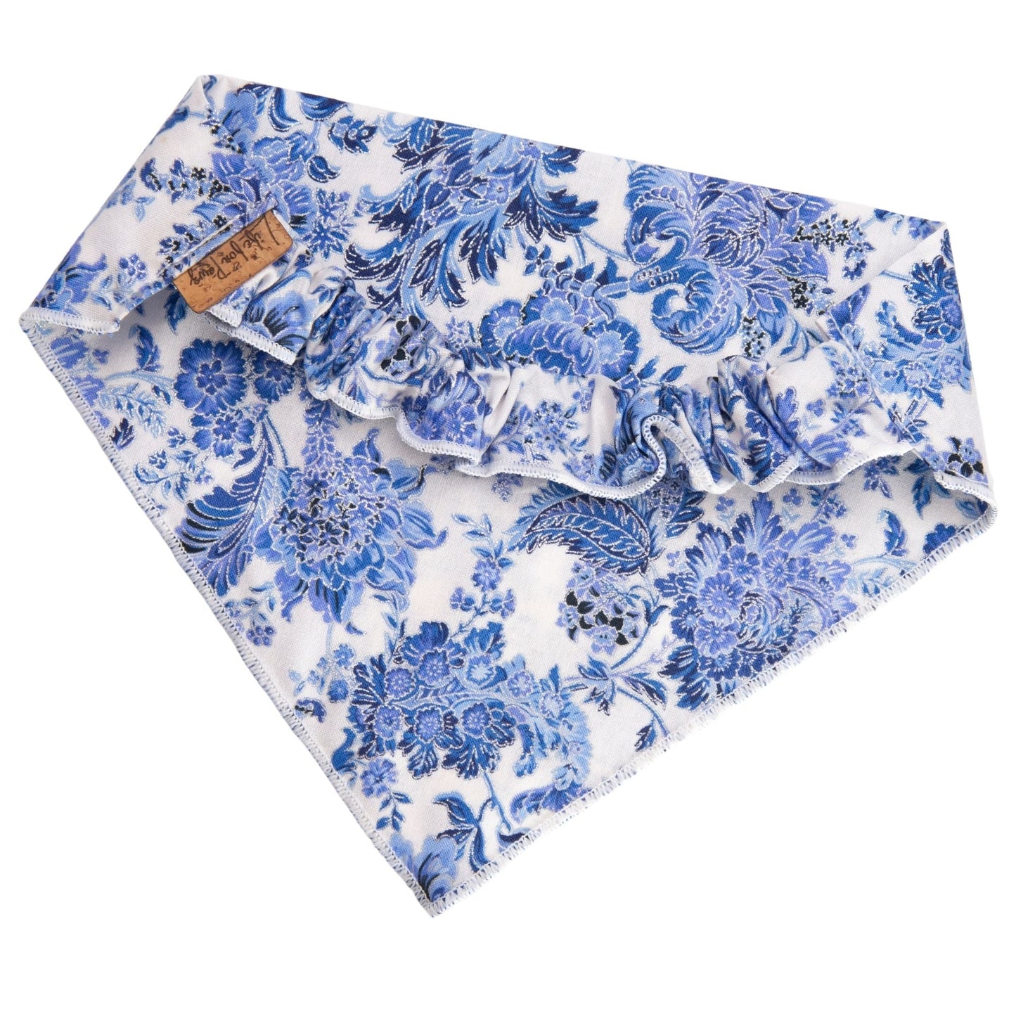 Dog bandana Blue Floral Embroidered Scrunchie Dog Bandana - Life for Pawz -