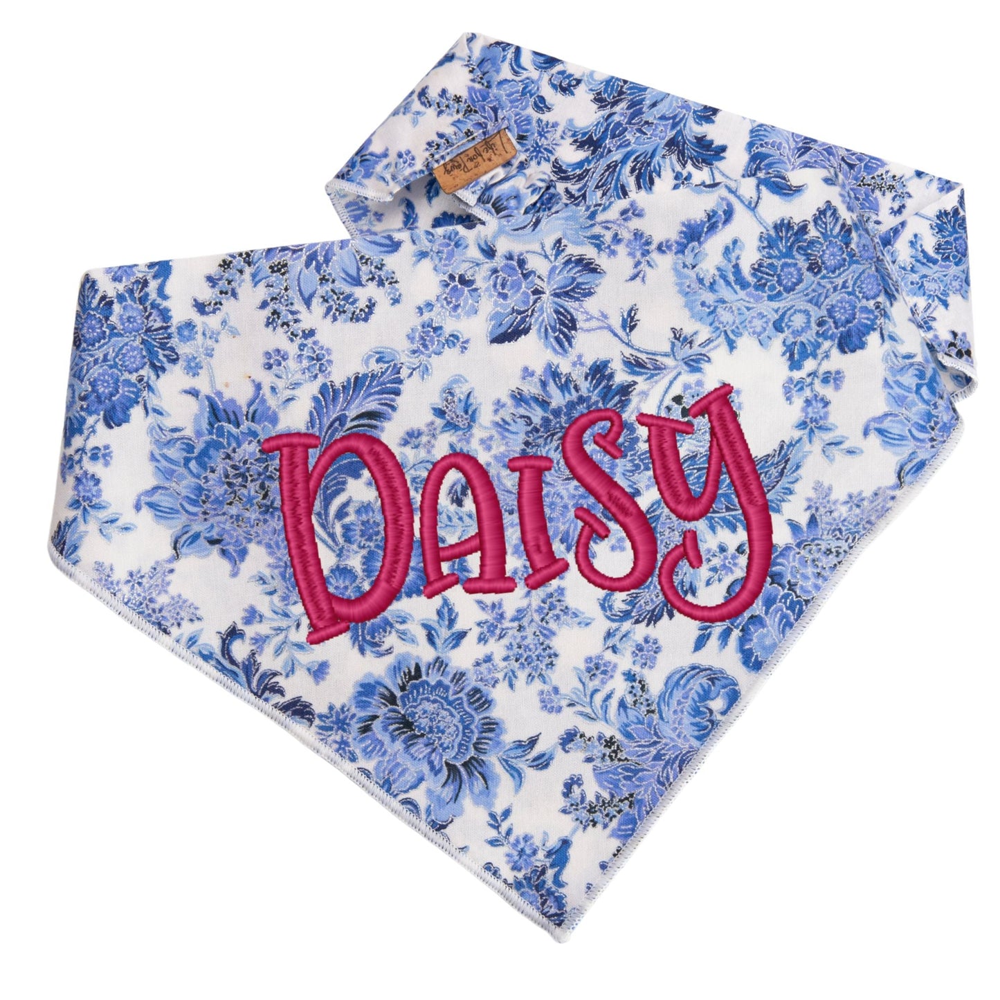Dog bandana Blue Floral Embroidered Scrunchie Dog Bandana - Life for Pawz -