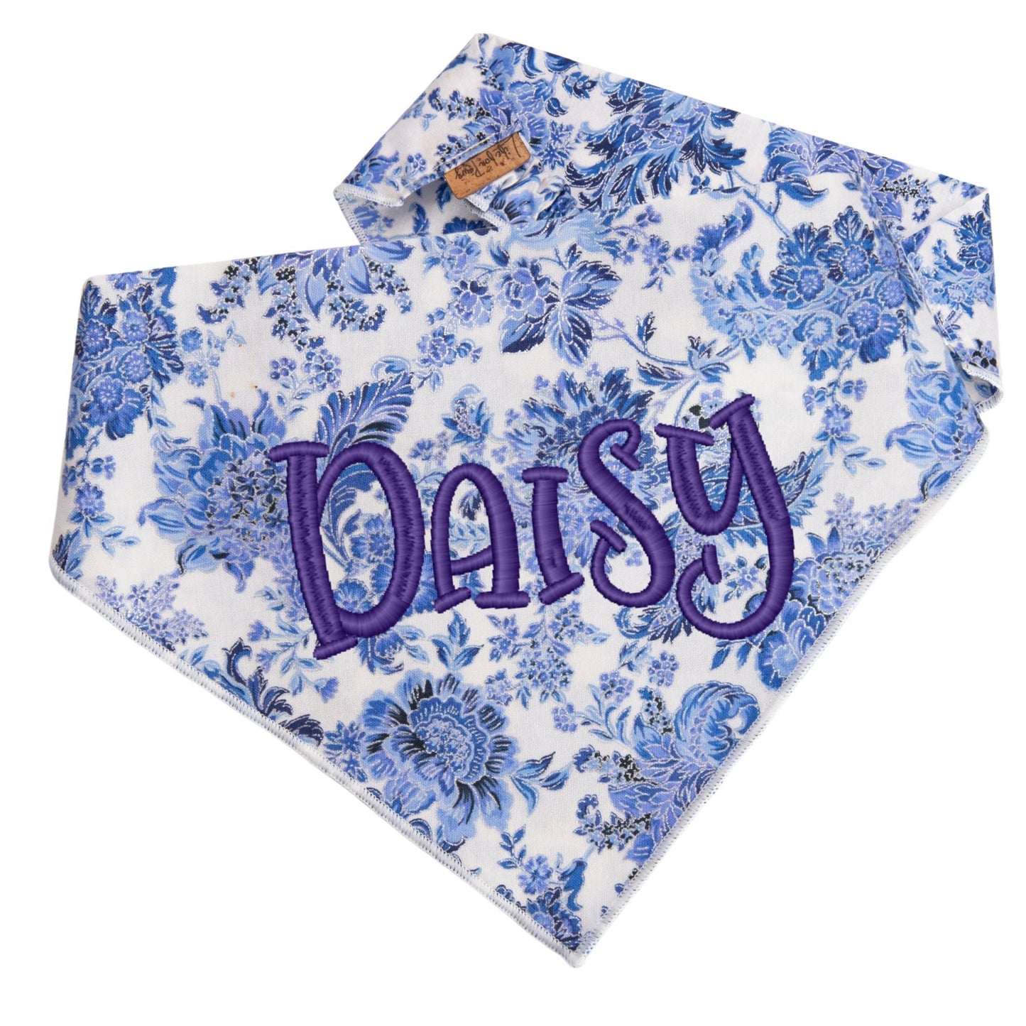 Dog bandana Blue Floral Embroidered Scrunchie Dog Bandana - Life for Pawz -