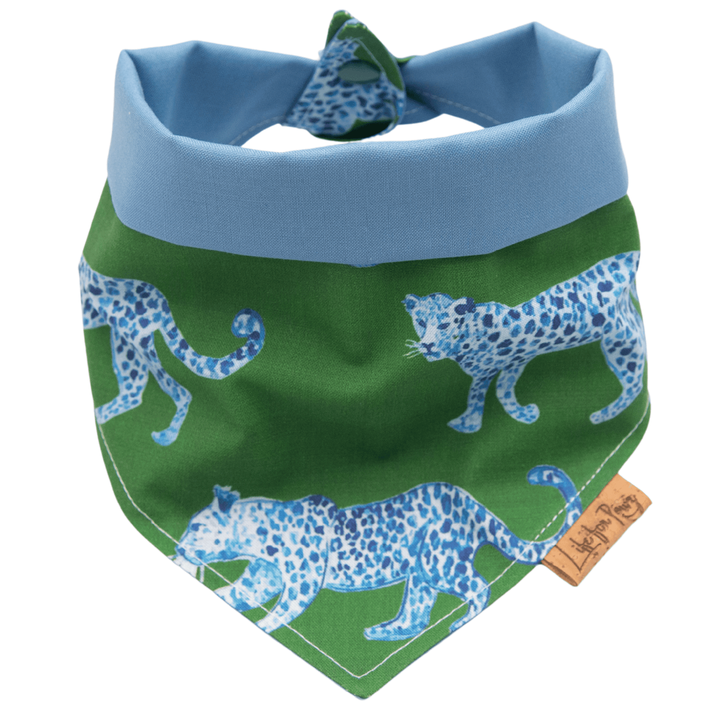 Dog bandana Blue Leopard & Solid Blue Reversible Dog Bandana - Life for Pawz - Reversible Dog Bandana