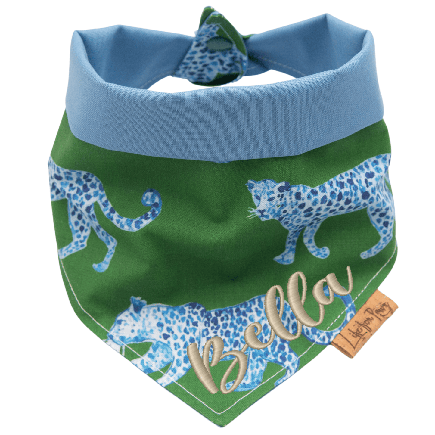 Dog bandana Blue Leopard & Solid Blue Reversible Dog Bandana - Life for Pawz - Reversible Dog Bandana