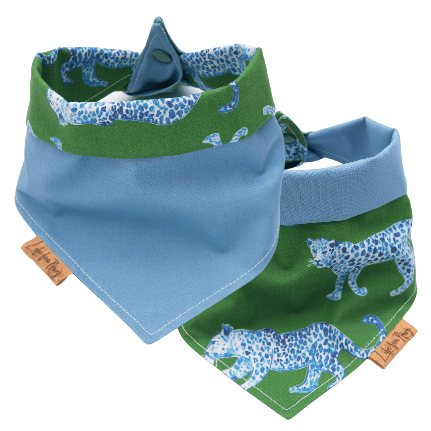 Dog bandana Blue Leopard & Solid Blue Reversible Dog Bandana - Life for Pawz - Reversible Dog Bandana