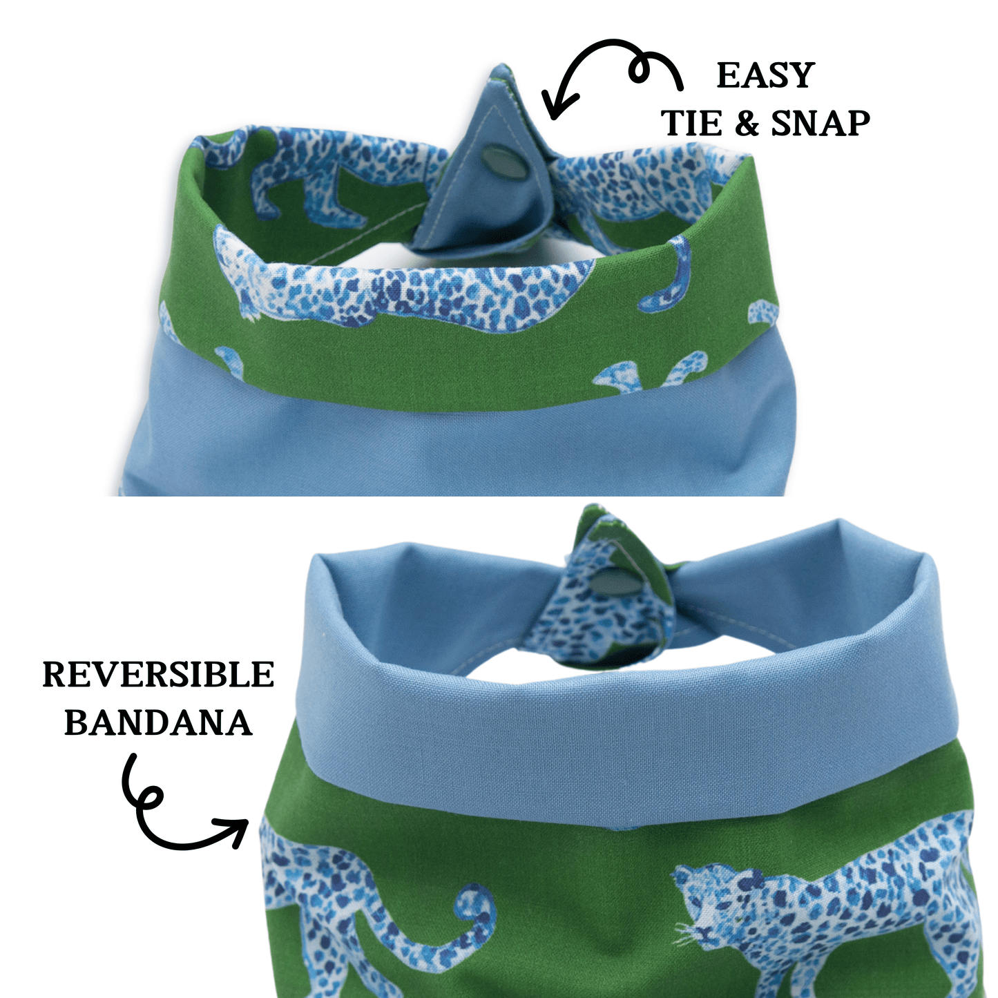 Dog bandana Blue Leopard & Solid Blue Reversible Dog Bandana - Life for Pawz - Reversible Dog Bandana