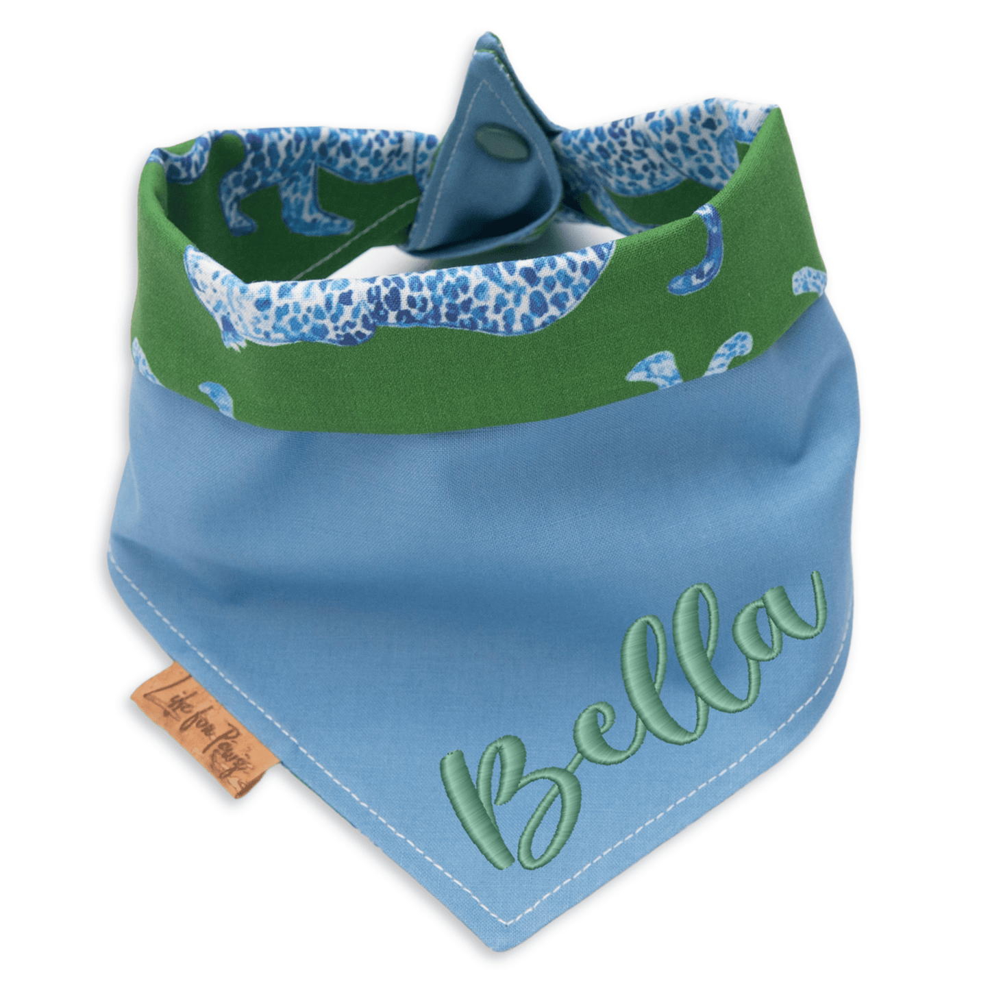 Dog bandana Blue Leopard & Solid Blue Reversible Dog Bandana - Life for Pawz - Reversible Dog Bandana