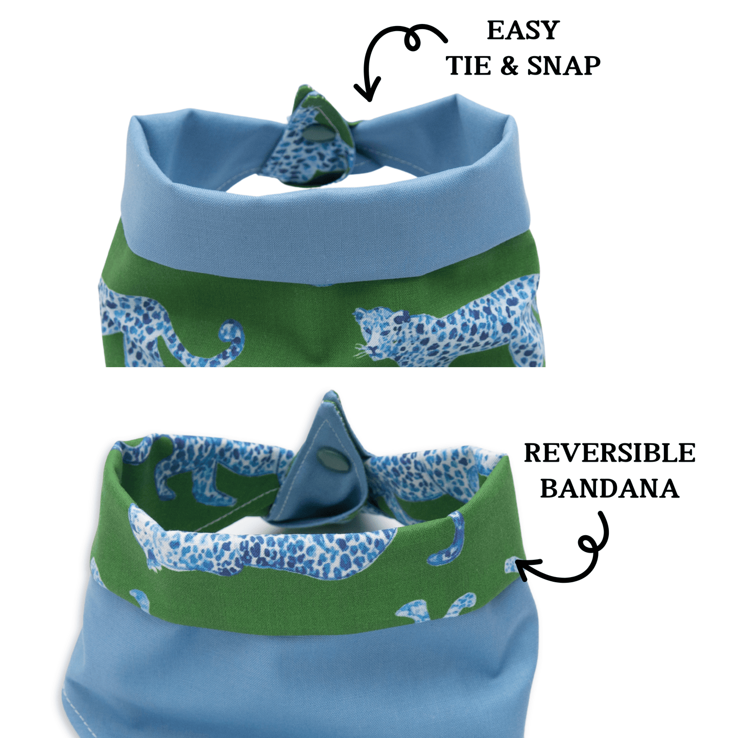 Dog bandana Blue Leopard & Solid Blue Reversible Dog Bandana - Life for Pawz - Reversible Dog Bandana