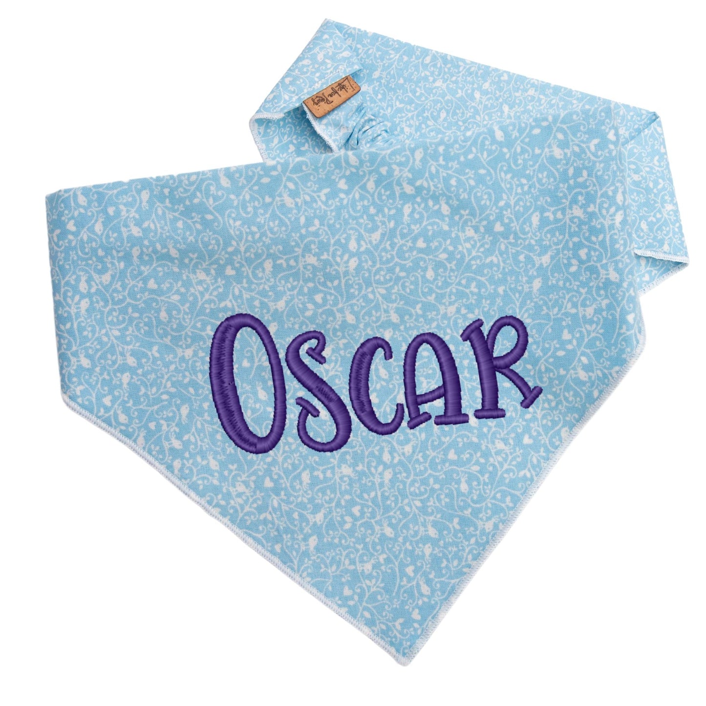 Dog bandana Blue Swirl Embroidered Scrunchie Dog Bandana - Life for Pawz -