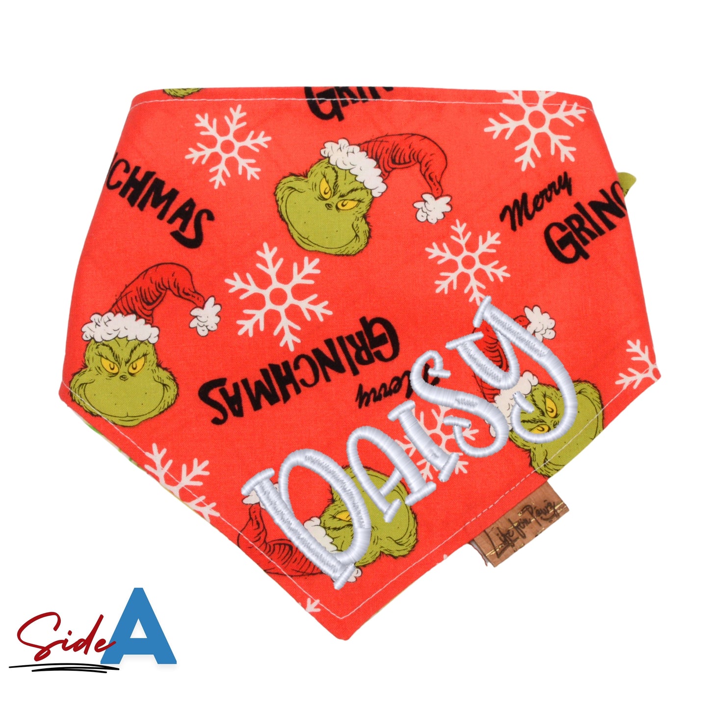 Bone Clasp Christmas Grinch Bone Clasp Bandana by Life for Pawz – Handmade for pets