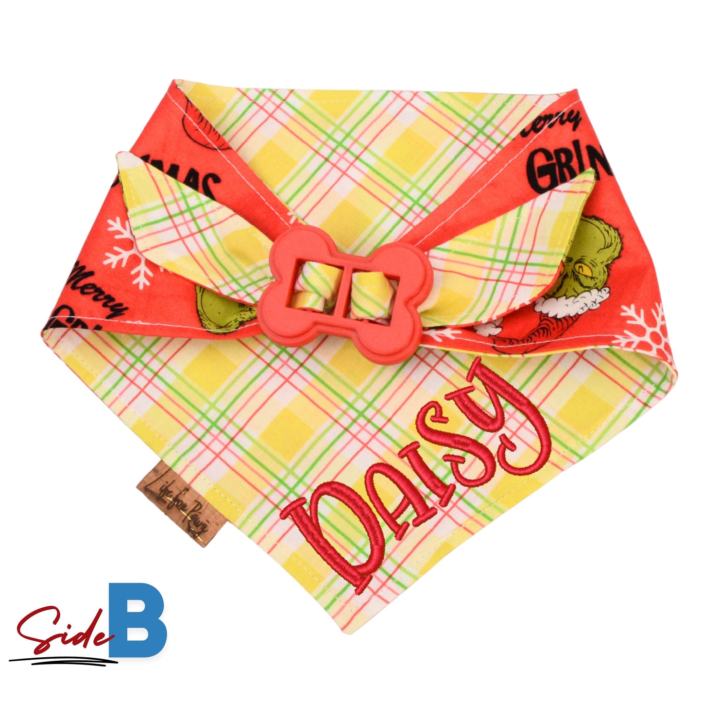 Bone Clasp Christmas Grinch Bone Clasp Bandana by Life for Pawz – Handmade for pets