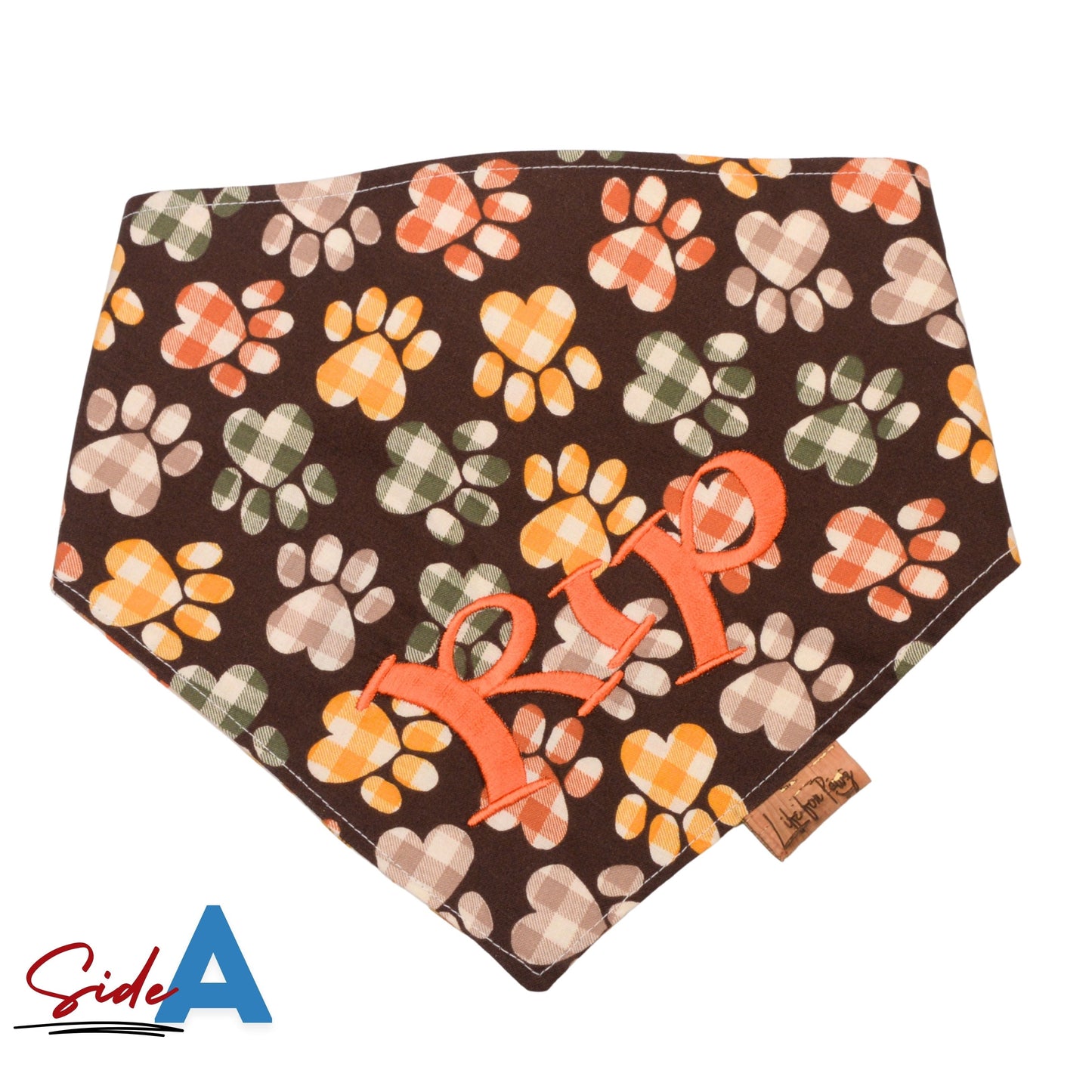 Bone Clasp Fall Paw Print Bandana by Life for Pawz – Handmade for pets