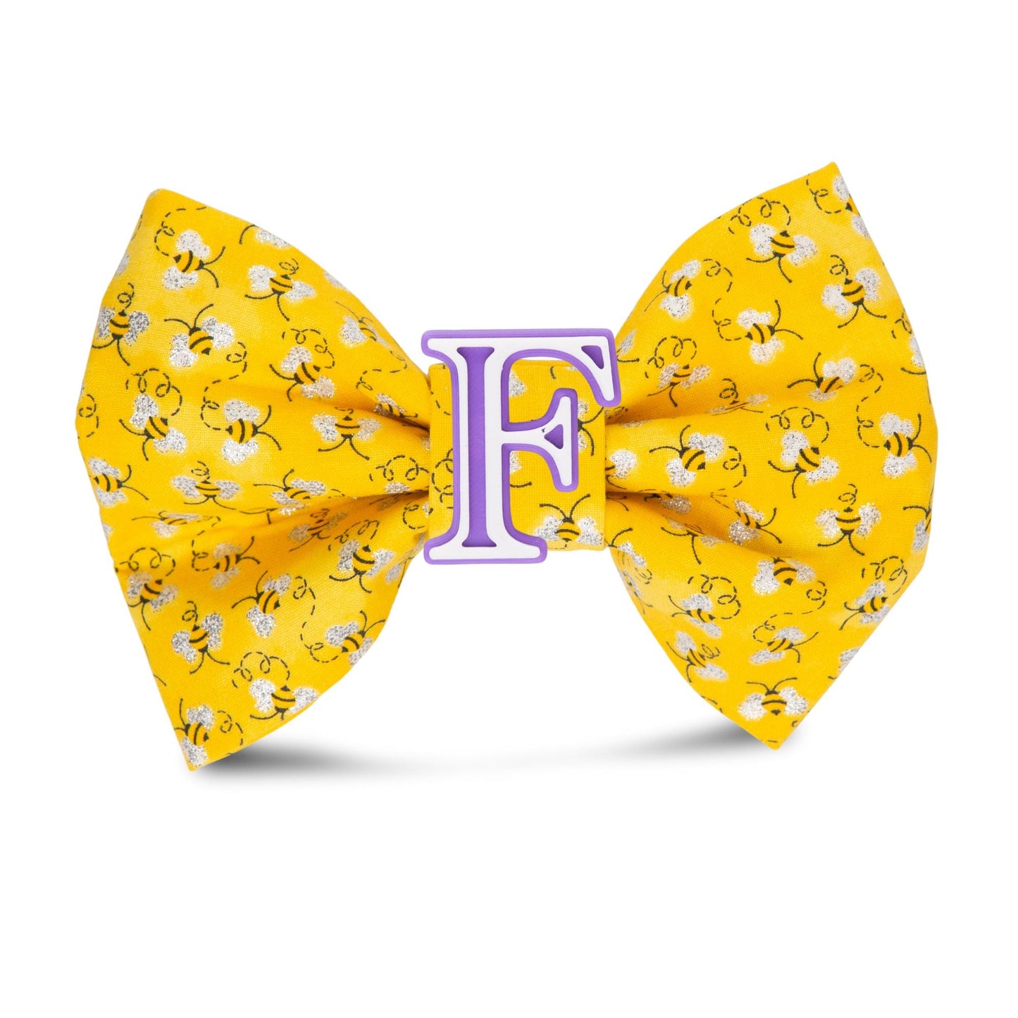 Bowtie Honeybee Bowtie with Initial Topper by Life for Pawz – Handmade for pets