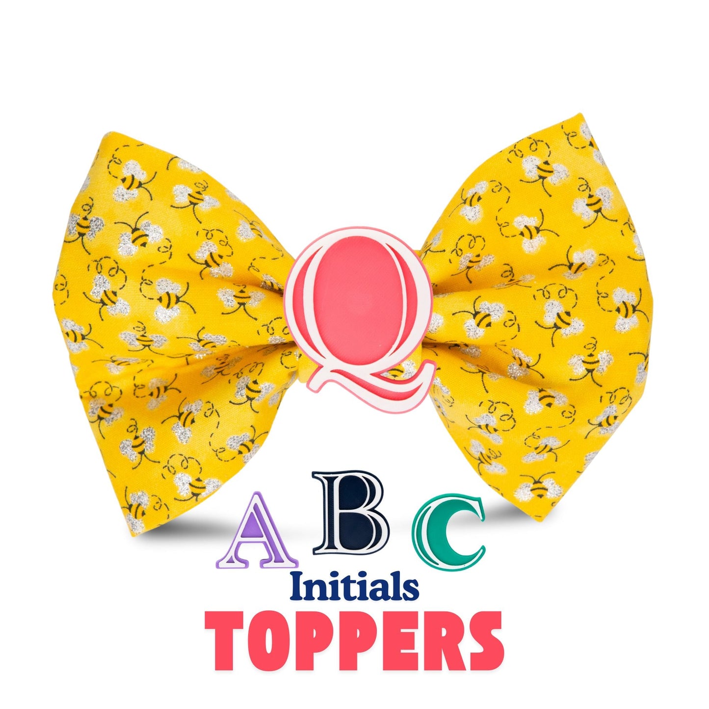 Bowtie Honeybee Bowtie with Initial Topper by Life for Pawz – Handmade for pets