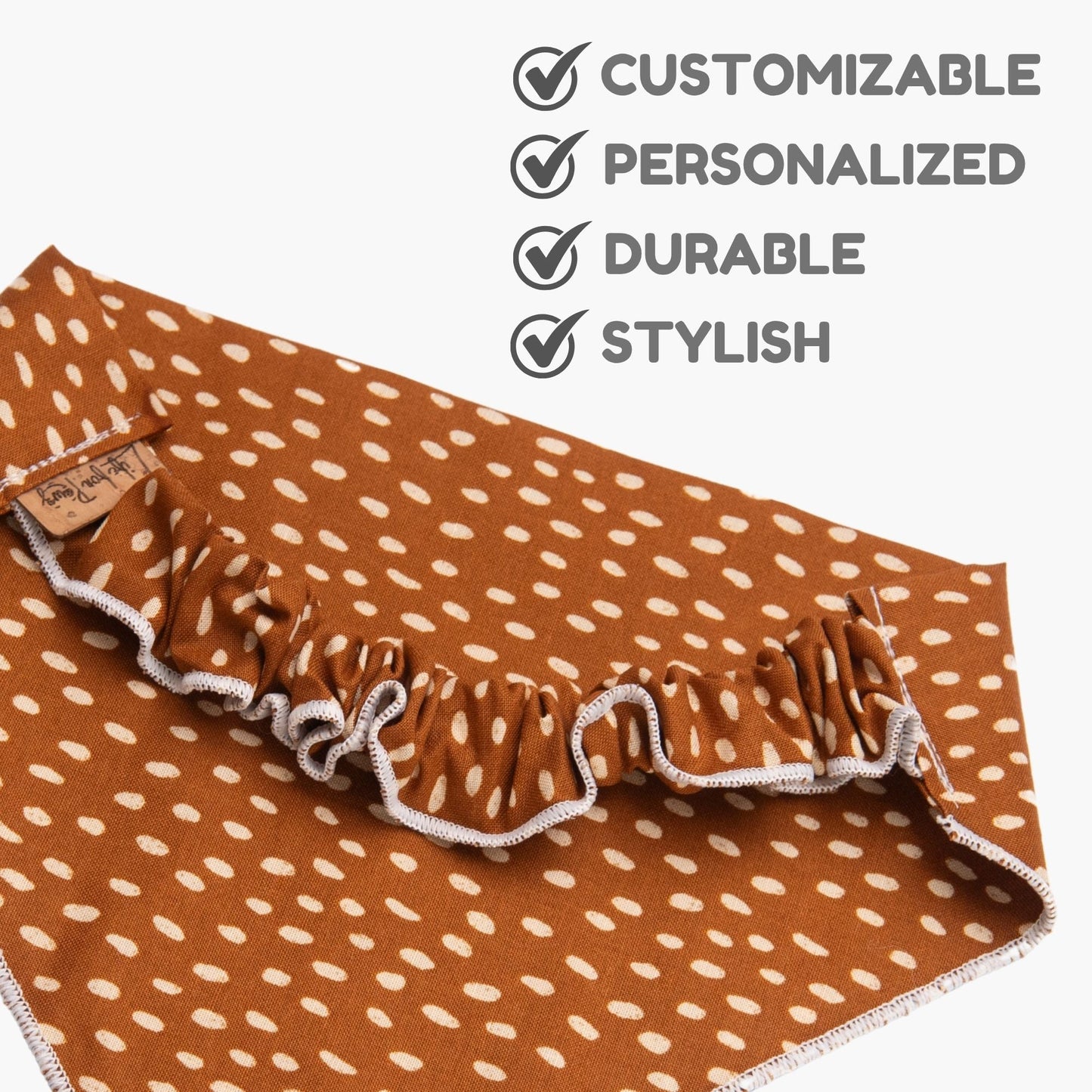 Dog bandana Brown Speckle Embroidered Scrunchie Dog Bandana - Life for Pawz -