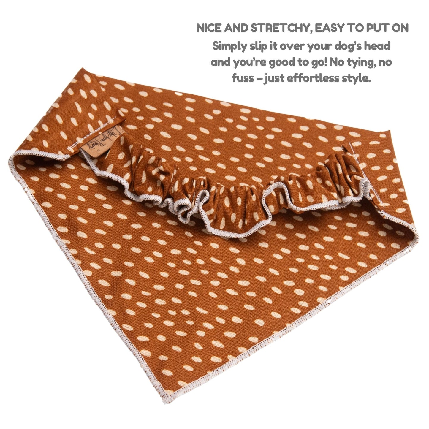 Dog bandana Brown Speckle Embroidered Scrunchie Dog Bandana - Life for Pawz -