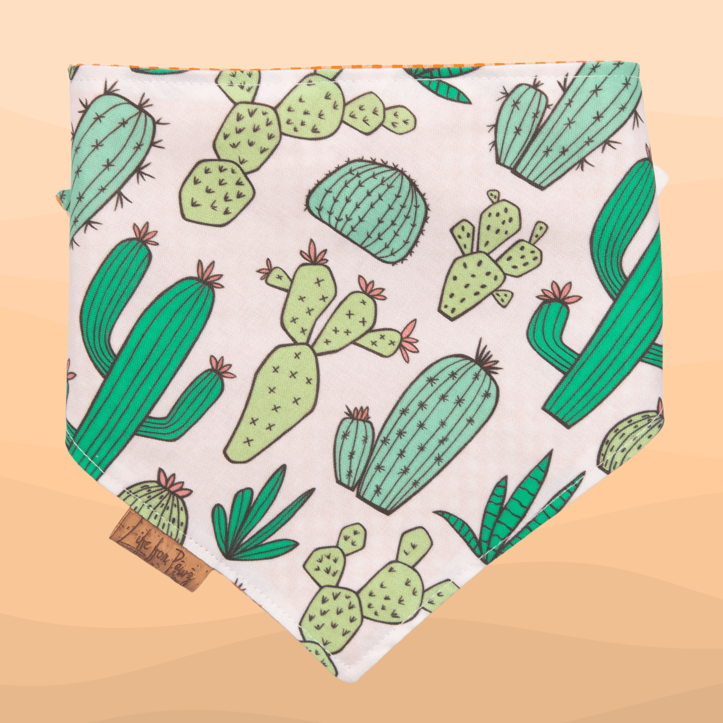 Dog bandana Cactus & Orange Gingham Reversible Dog Bandana with Bone Clasp - Life for Pawz - Bone Clasp