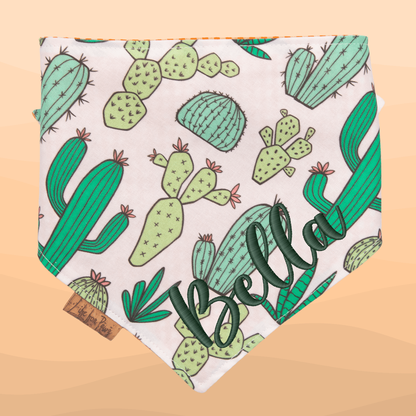 Dog bandana Cactus & Orange Gingham Reversible Dog Bandana with Bone Clasp - Life for Pawz - Bone Clasp