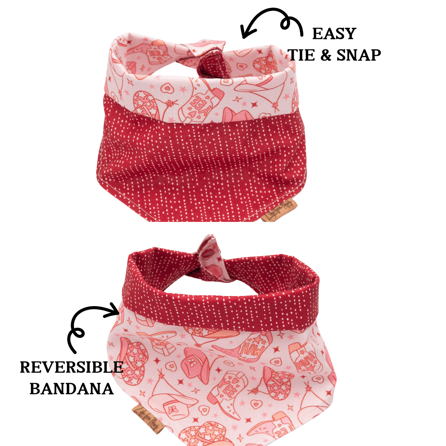 Dog bandana Cowboy Cowgirl Dog Outfit Reversible Dog Bandana - Life for Pawz - Reversible Dog Bandana