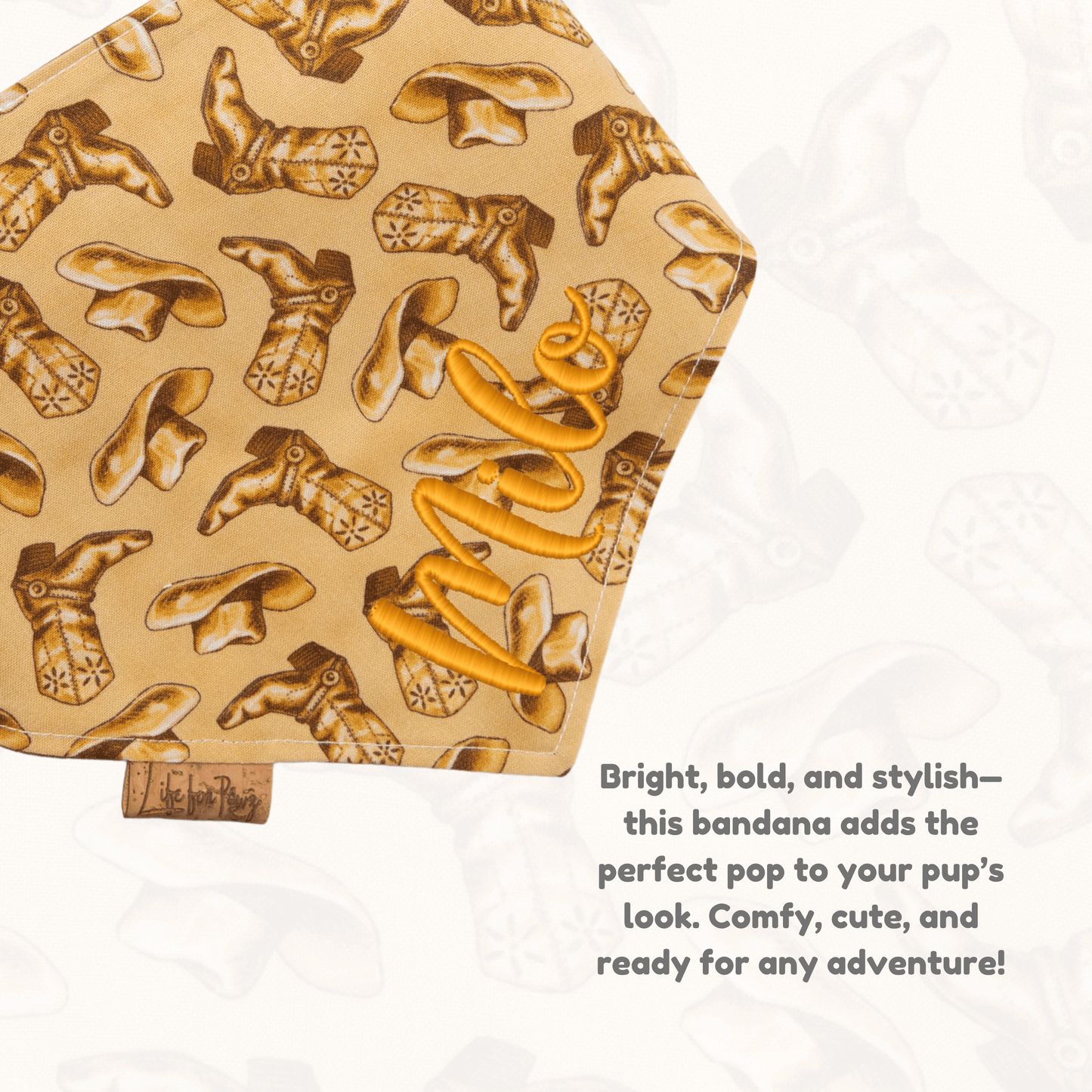 Dog bandana Easy Tie Cowboy Dog Bandana - Life for Pawz - Bone Clasp