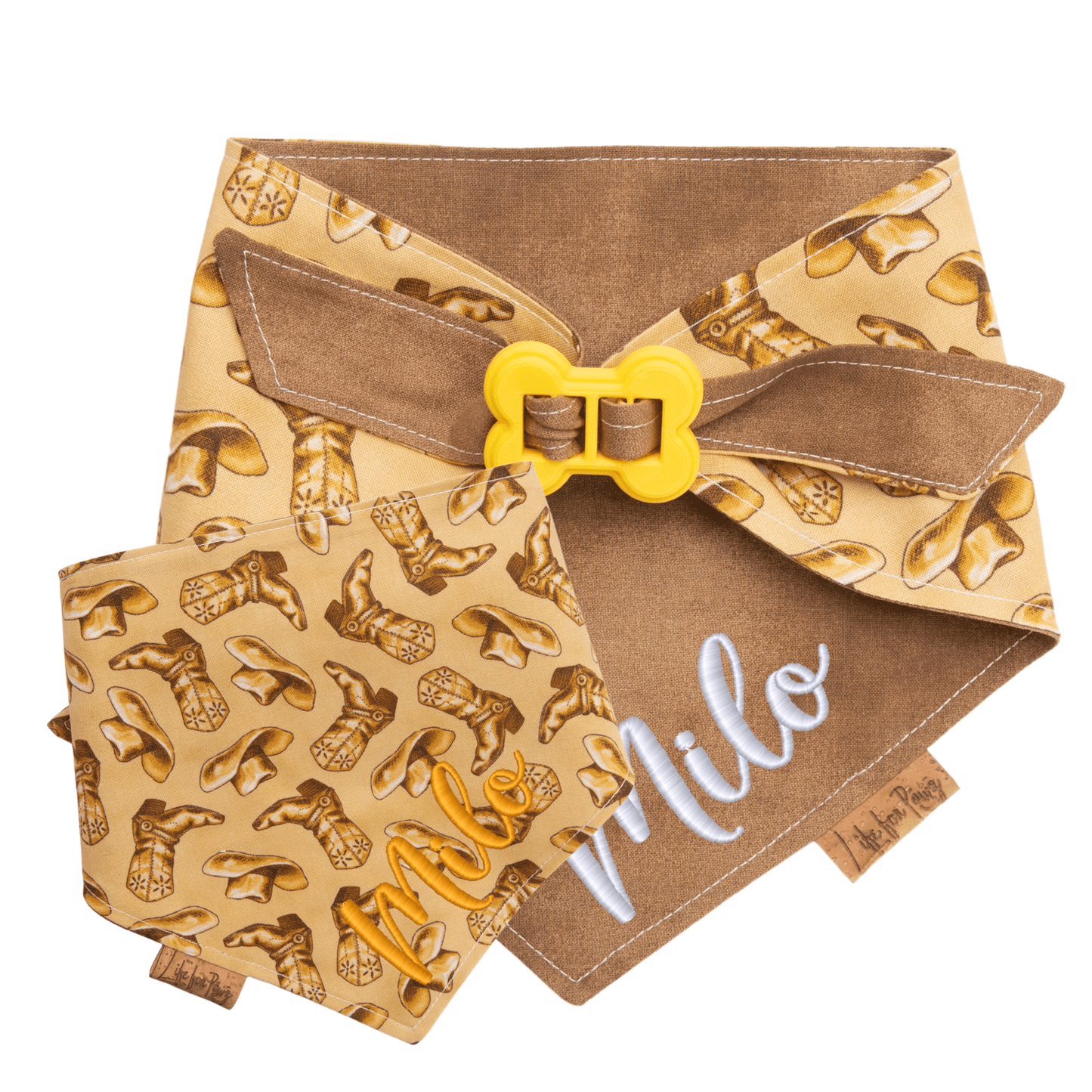 Dog bandana Easy Tie Cowboy Dog Bandana - Life for Pawz - Bone Clasp
