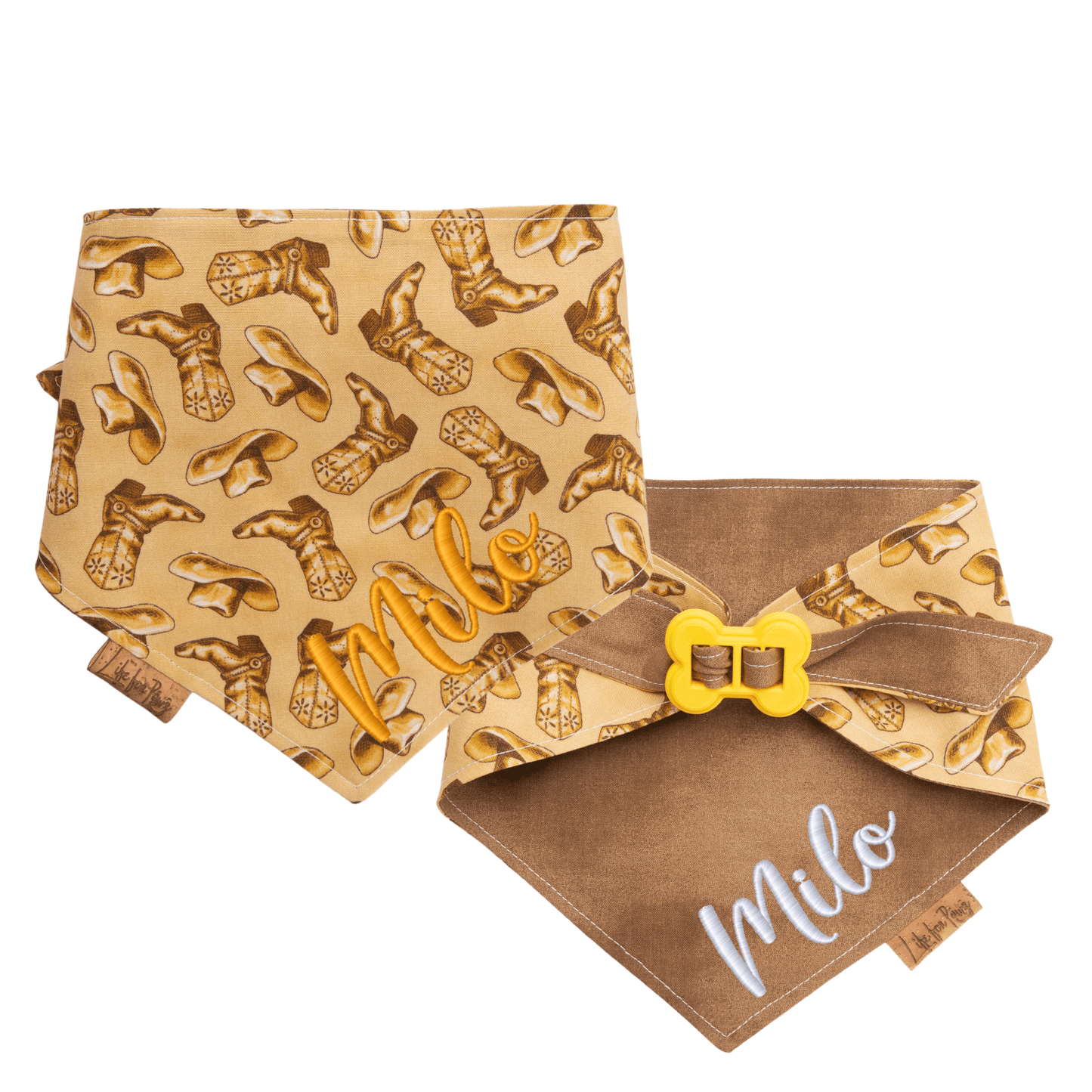 Dog bandana Easy Tie Cowboy Dog Bandana - Life for Pawz - Bone Clasp