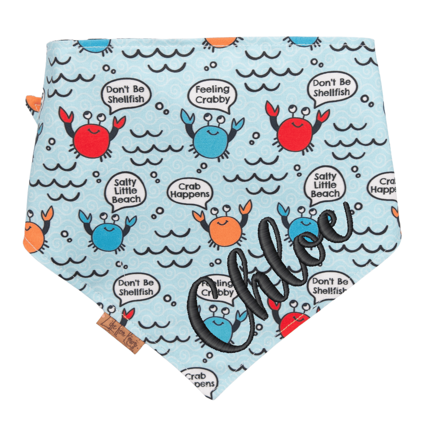 Dog bandana Feeling Crabby & Gingham Reversible Dog Bandana with Bone Clasp - Life for Pawz - Bone Clasp