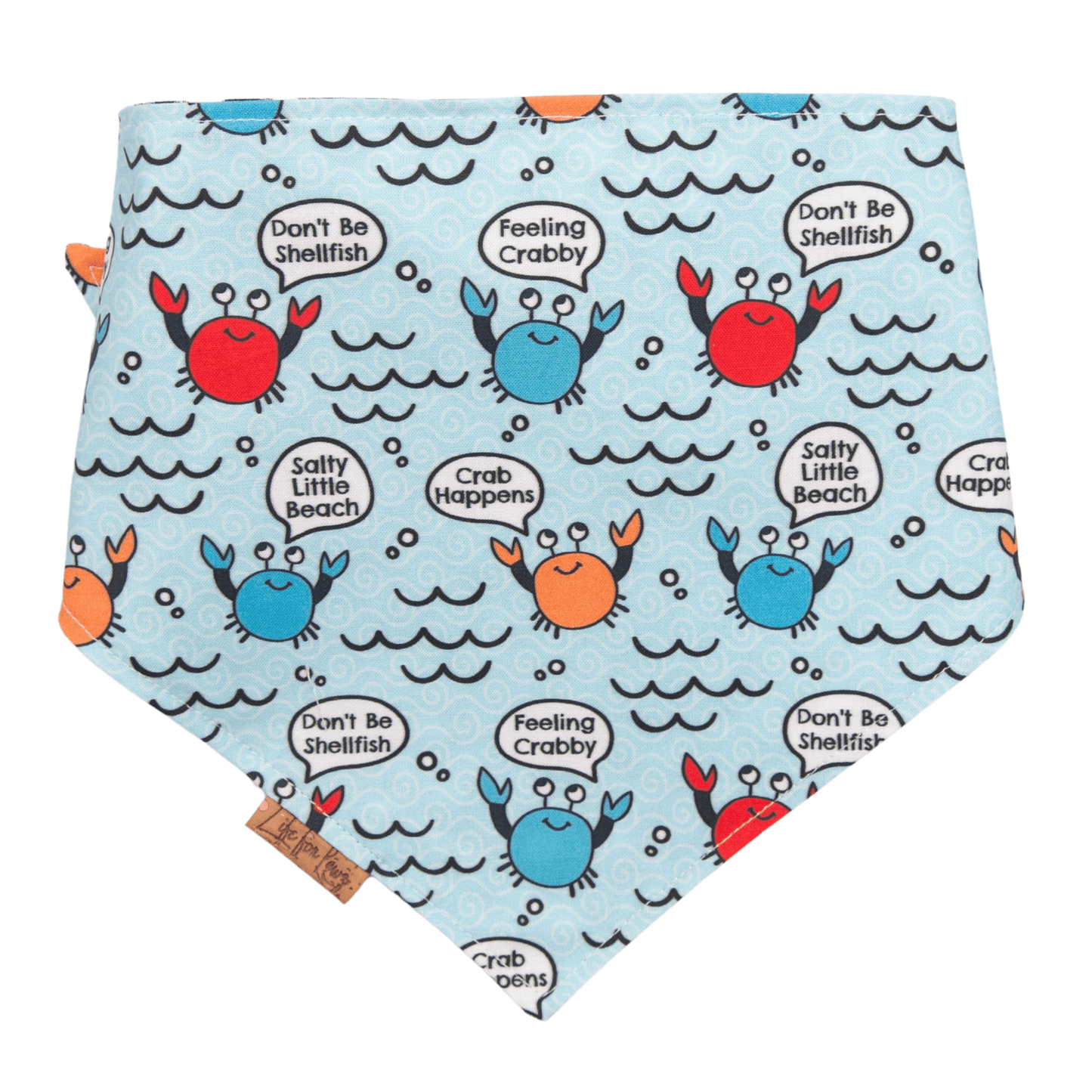Dog bandana Feeling Crabby & Gingham Reversible Dog Bandana with Bone Clasp - Life for Pawz - Bone Clasp